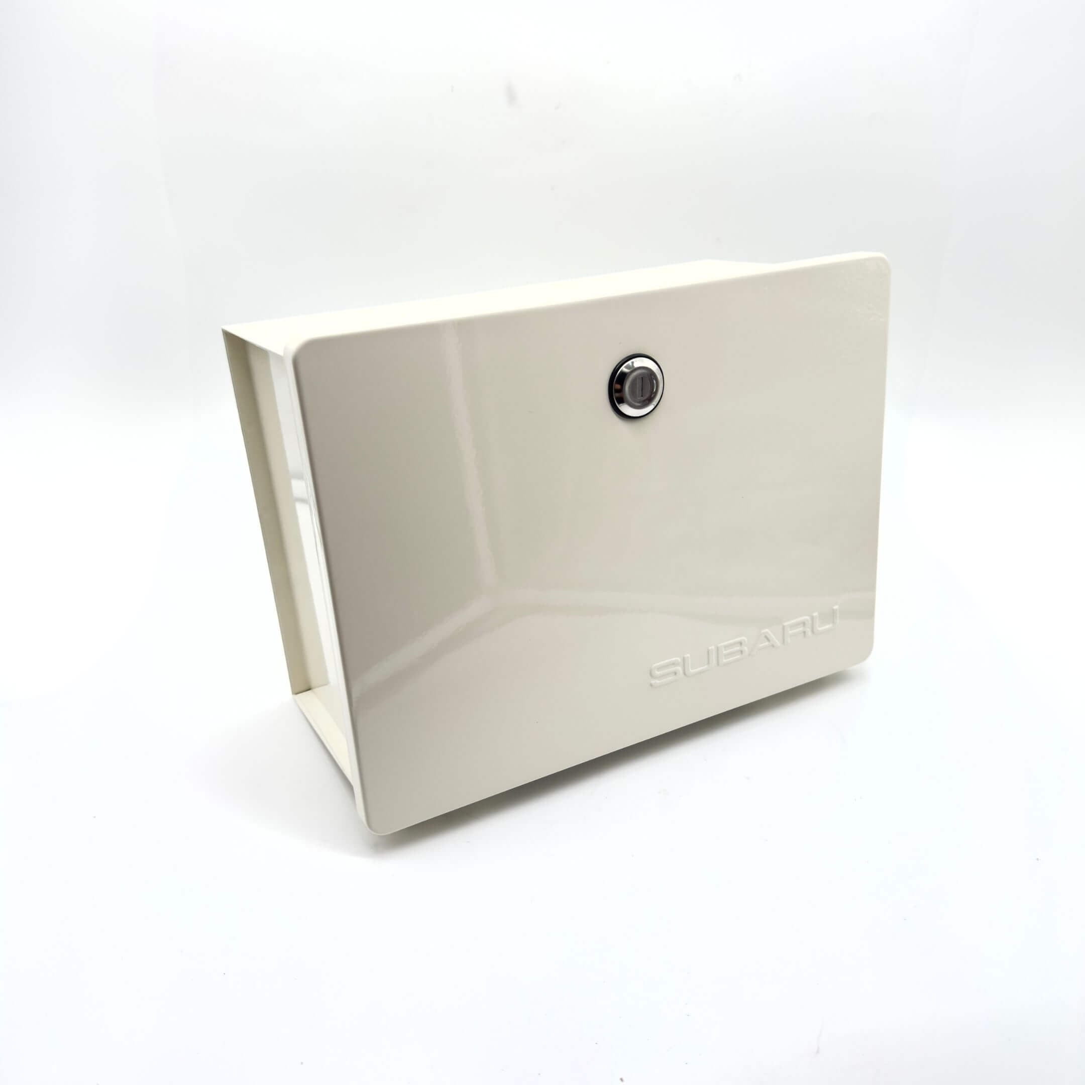 Tool Box Locker with Keys for Subaru Sambar Truck TT1 TT2 Models (9/2009 to 4/2012) featuring a sleek white design and secure lock mechanism.