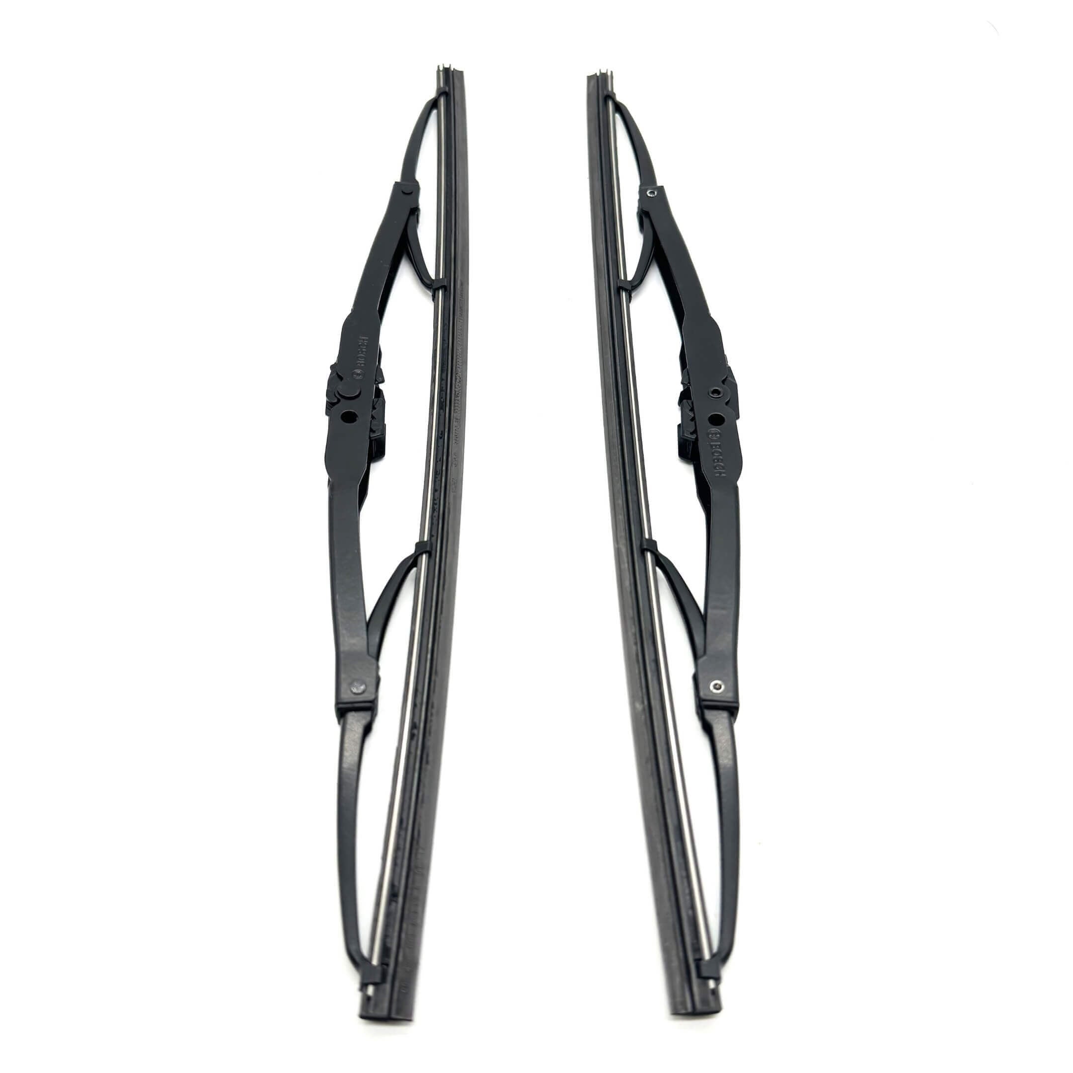 Bosch wiper blades for Subaru Sambar Wagon TW1, TW2 models (1999-2012) featuring a sleek black design and durable construction.