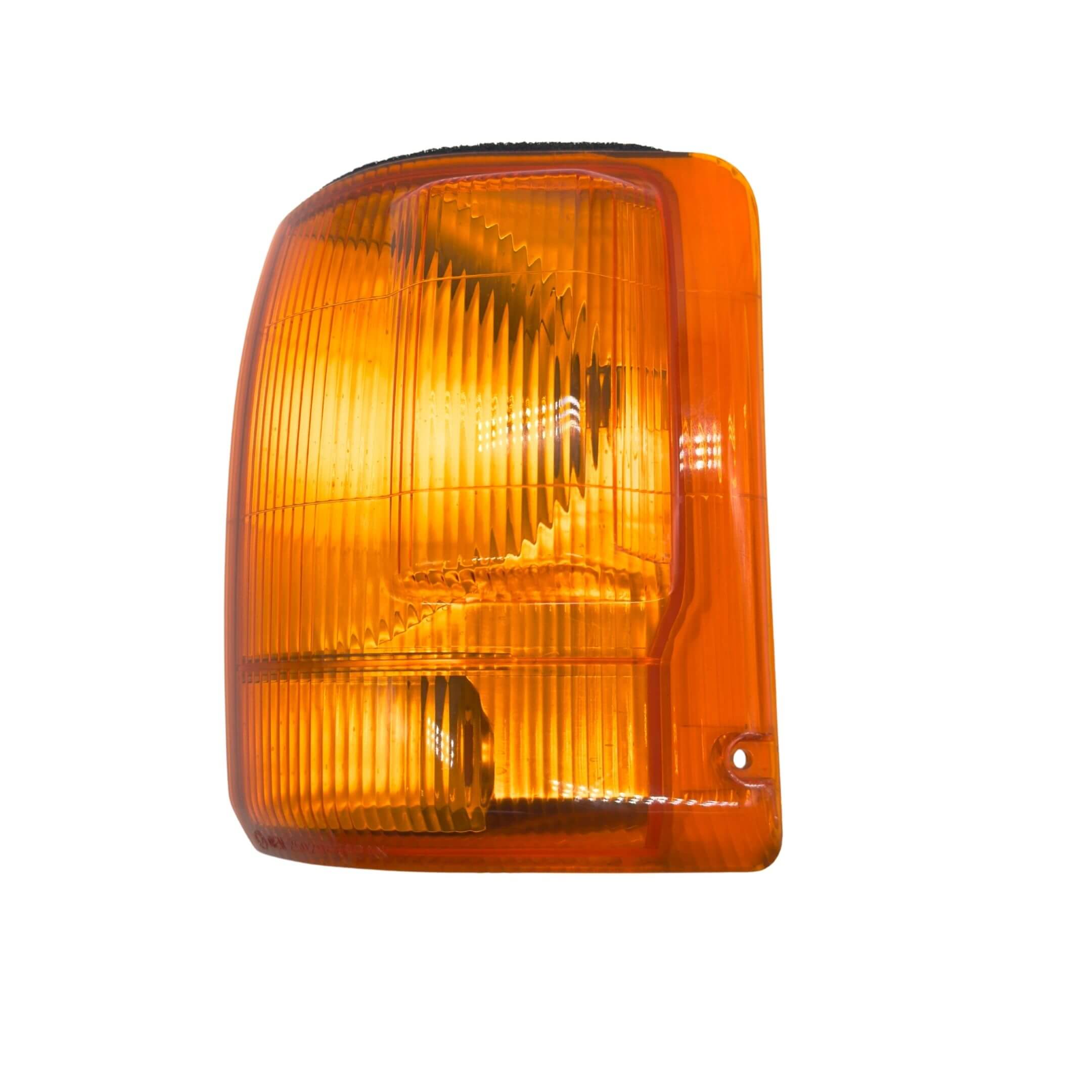 Front Turn Signal Lamp Assembly for Subaru Sambar Truck TT1, TT2 Models (1999-2012) featuring an amber lens and ribbed design for the left passenger side.