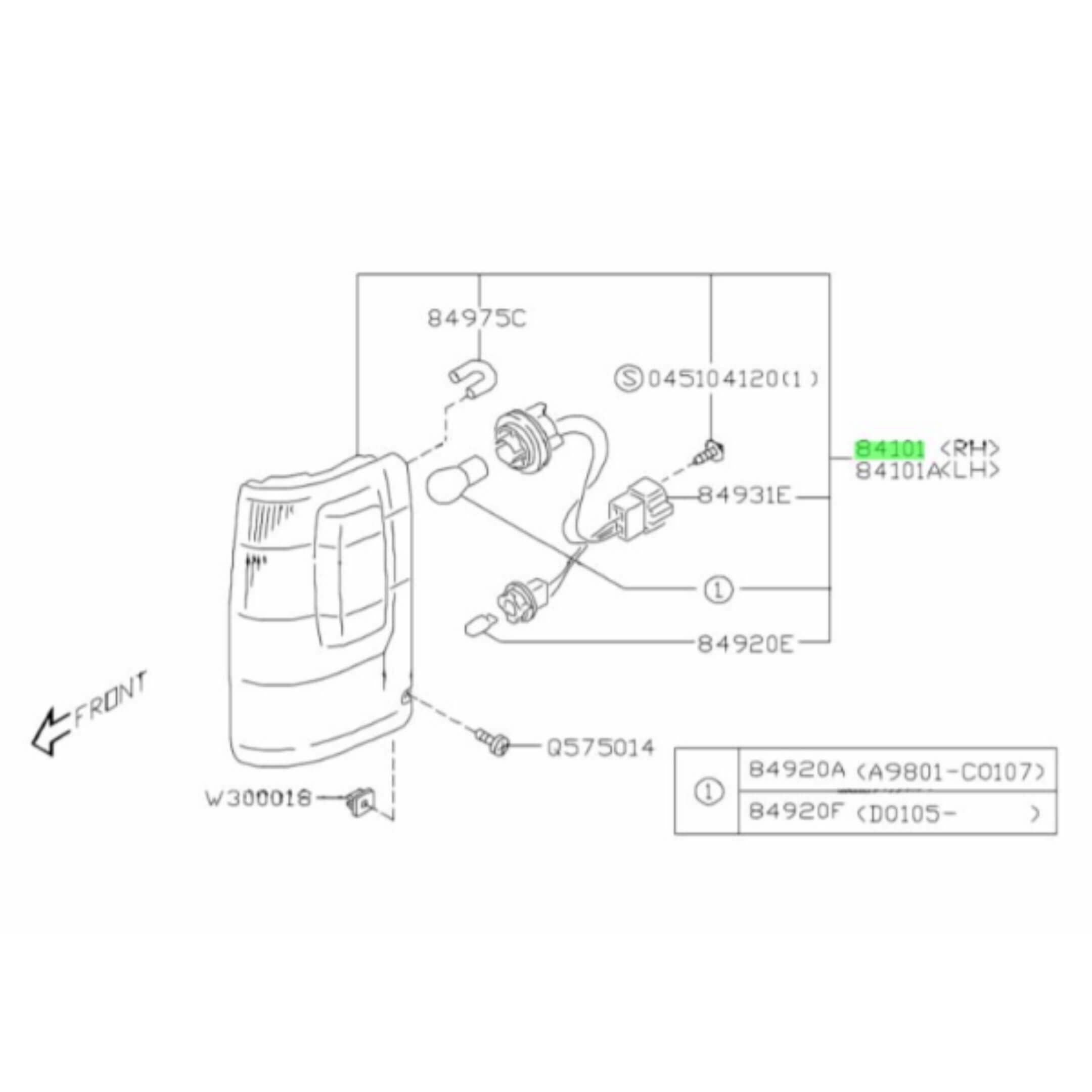 Front Turn Lamp Assembly for Subaru Sambar Van TV1, TV2 Models (1999-2012) featuring detailed component diagram for the right/driver side.