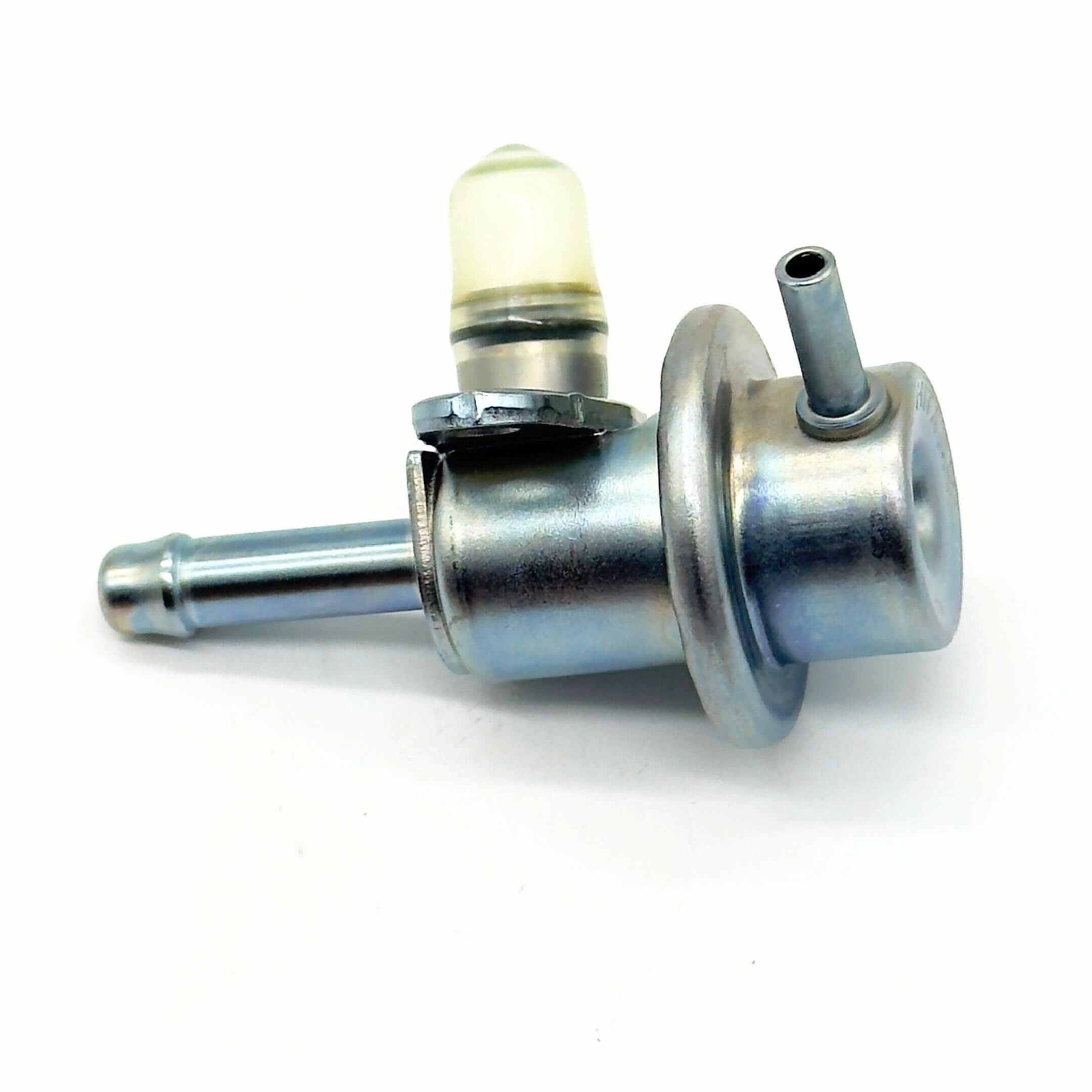 Fuel Pressure Regulator Assembly for Subaru Sambar Truck TT1, TT2 Models (1999-2012) featuring a metallic cylindrical design with a protruding nozzle.