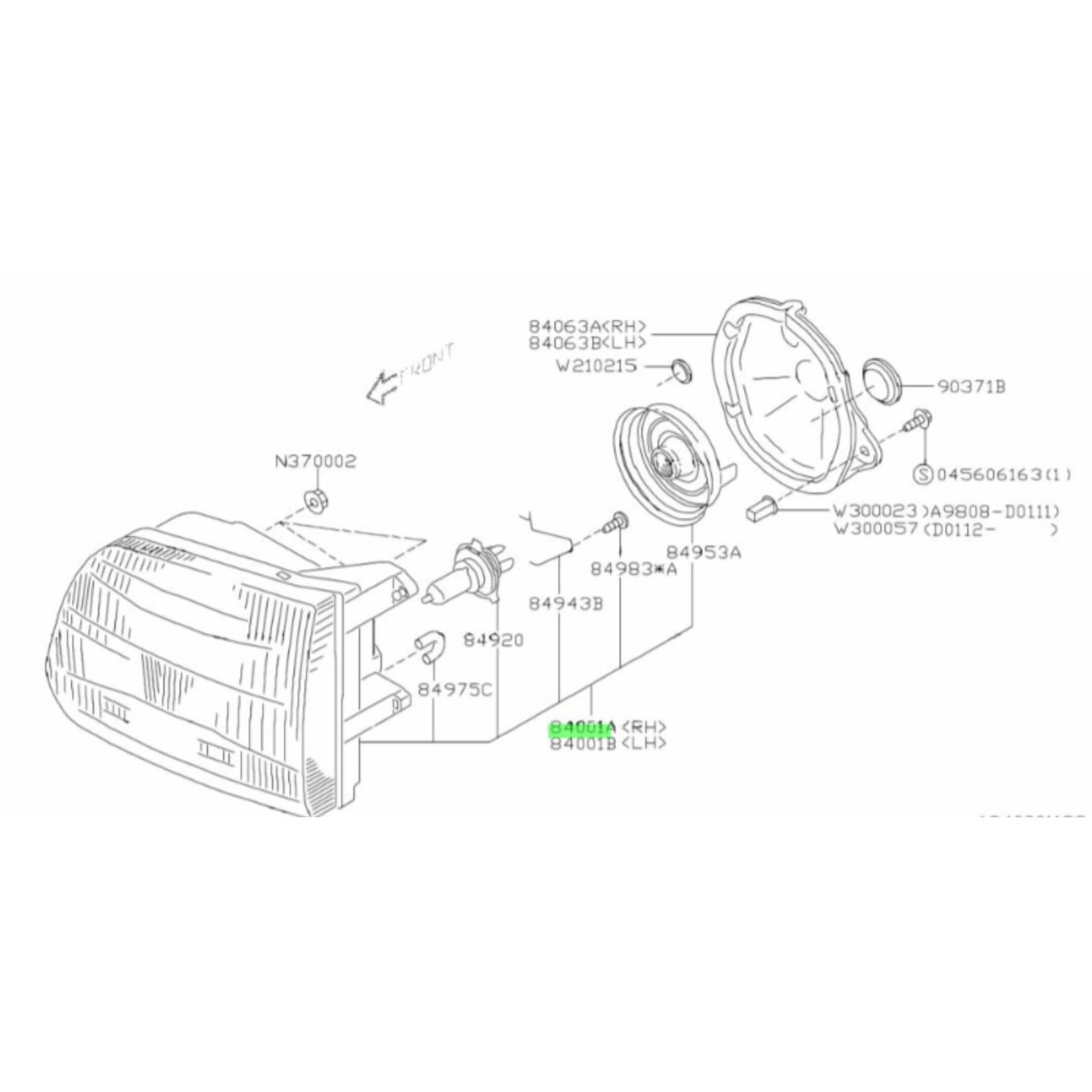 Headlight - Used - Right / Driver Side - Subaru Sambar Wagon TW1, TW2 Models - 2002-2012