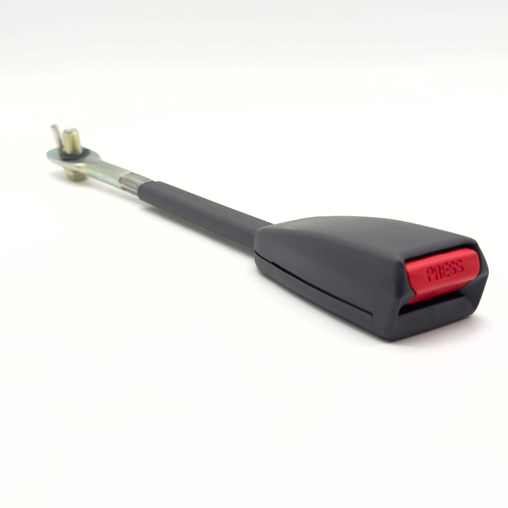 Seat Belt Buckle for Passenger Side, designed for Subaru Sambar Truck TT1, TT2 Models (1999-2012), featuring a red press button and durable black casing.