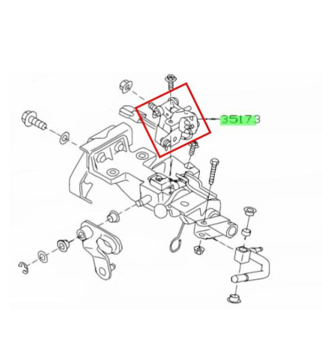 Shift Lock Solenoid Assembly for Subaru Sambar Truck TT1, TT2 Models (1999-2012) with part number 35173tc011, highlighted in a detailed schematic.