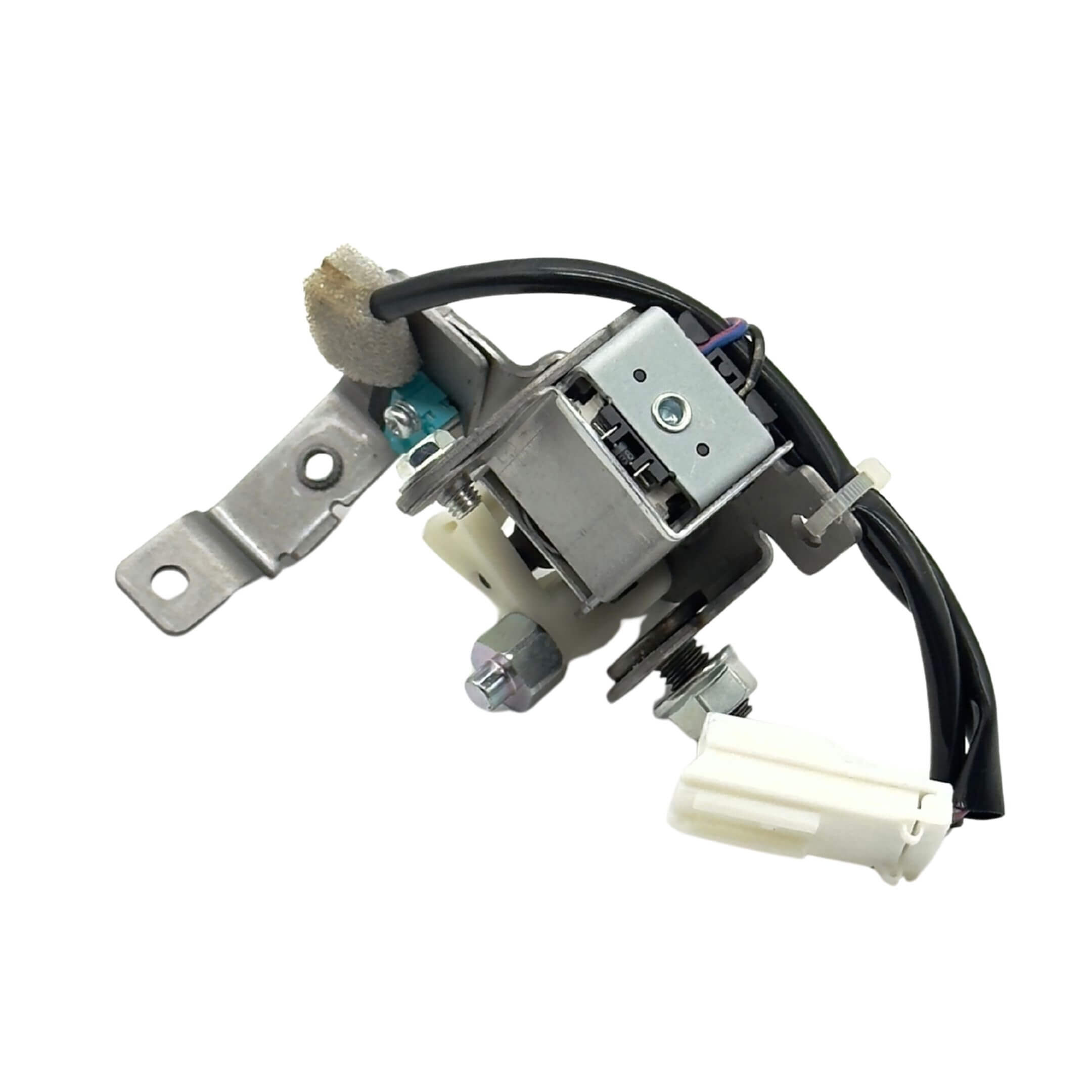 Shift Lock Solenoid Assembly for Subaru Sambar Wagon TW1, TW2 Models (1999-2012) featuring metal bracket and wiring harness.