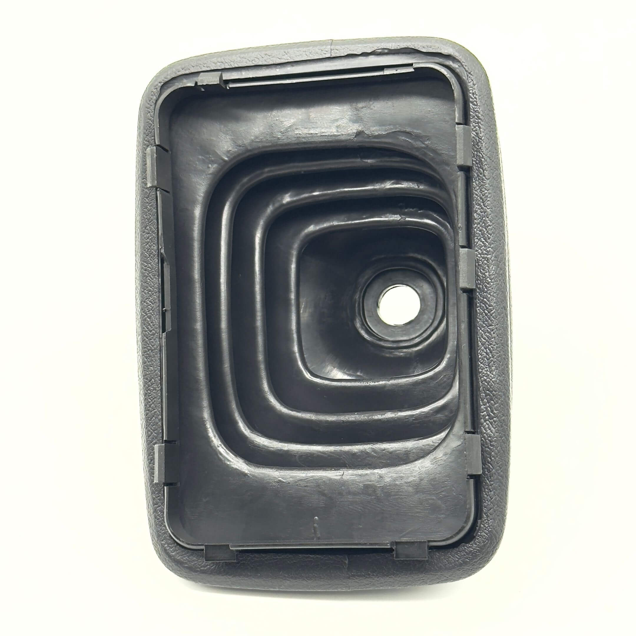 Shifter Boot for Subaru Sambar Truck TT1, TT2 Models (1999-2012) featuring a durable black rubber design with a central opening.