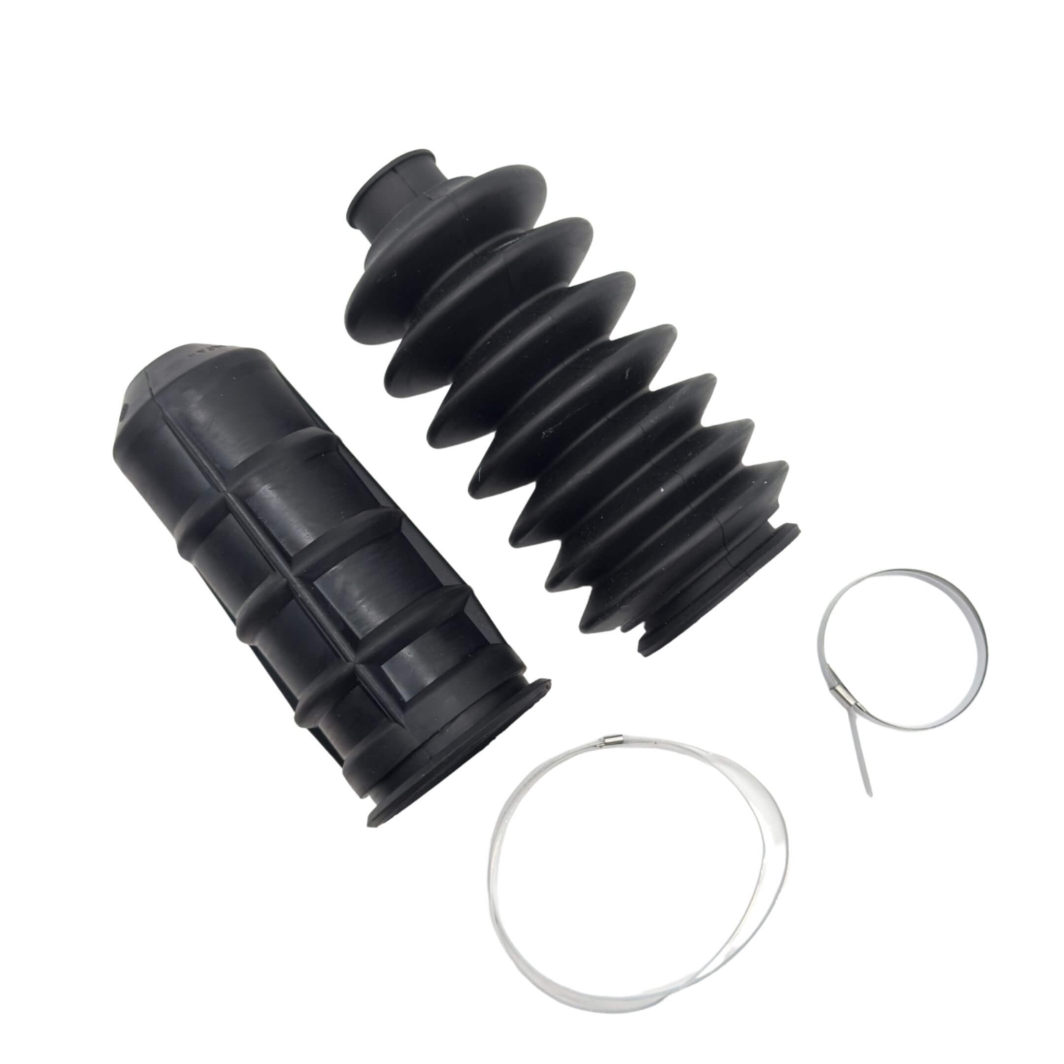 Steering Rack Boot Set for Subaru Sambar Van TV1, TV2 Models (1999-2012) featuring durable black rubber construction with clamps.