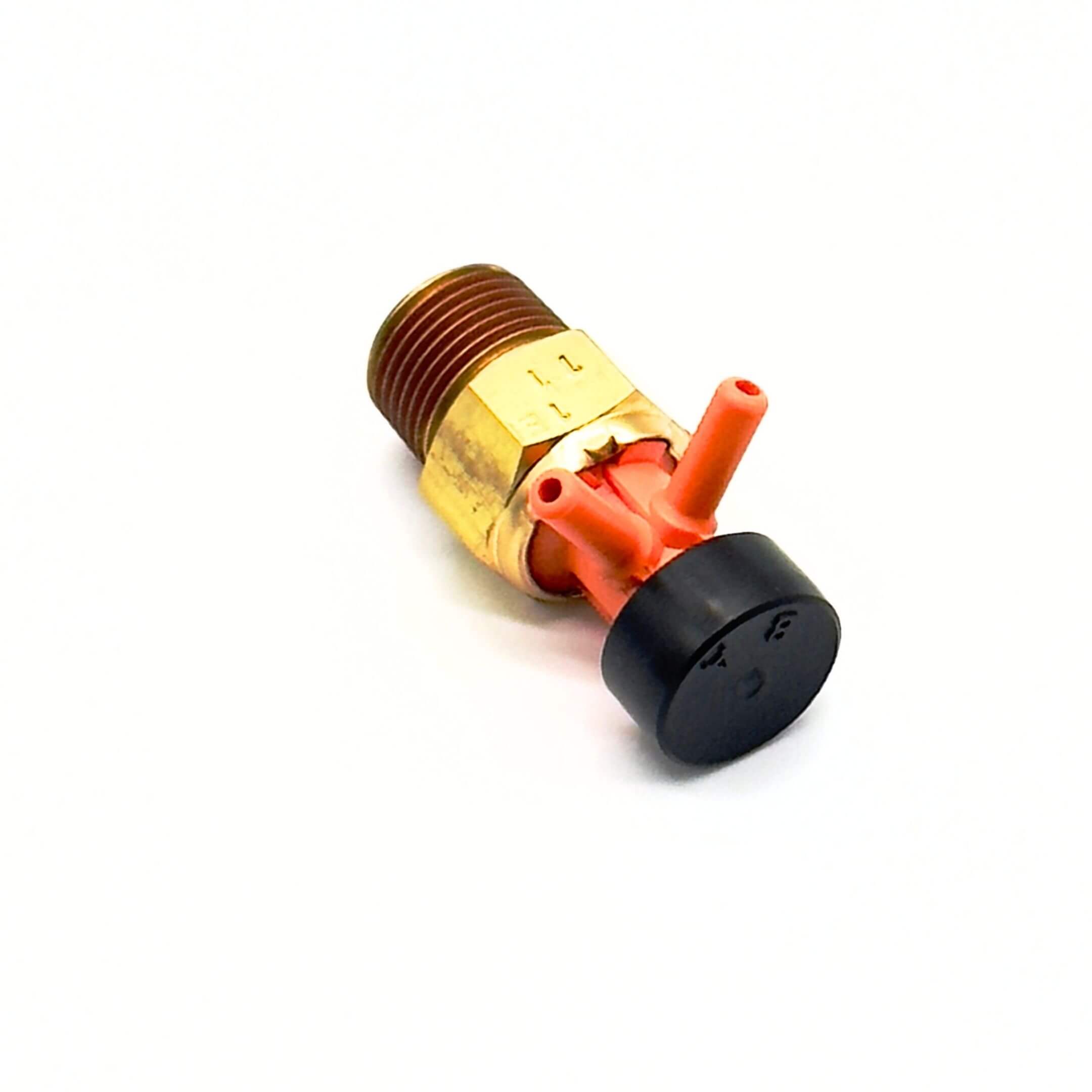 Thermo Valve (53°C) for Honda Acty Van Models HH3, HH4 (1990-1999) featuring a brass body with dual orange connectors and a black cap.