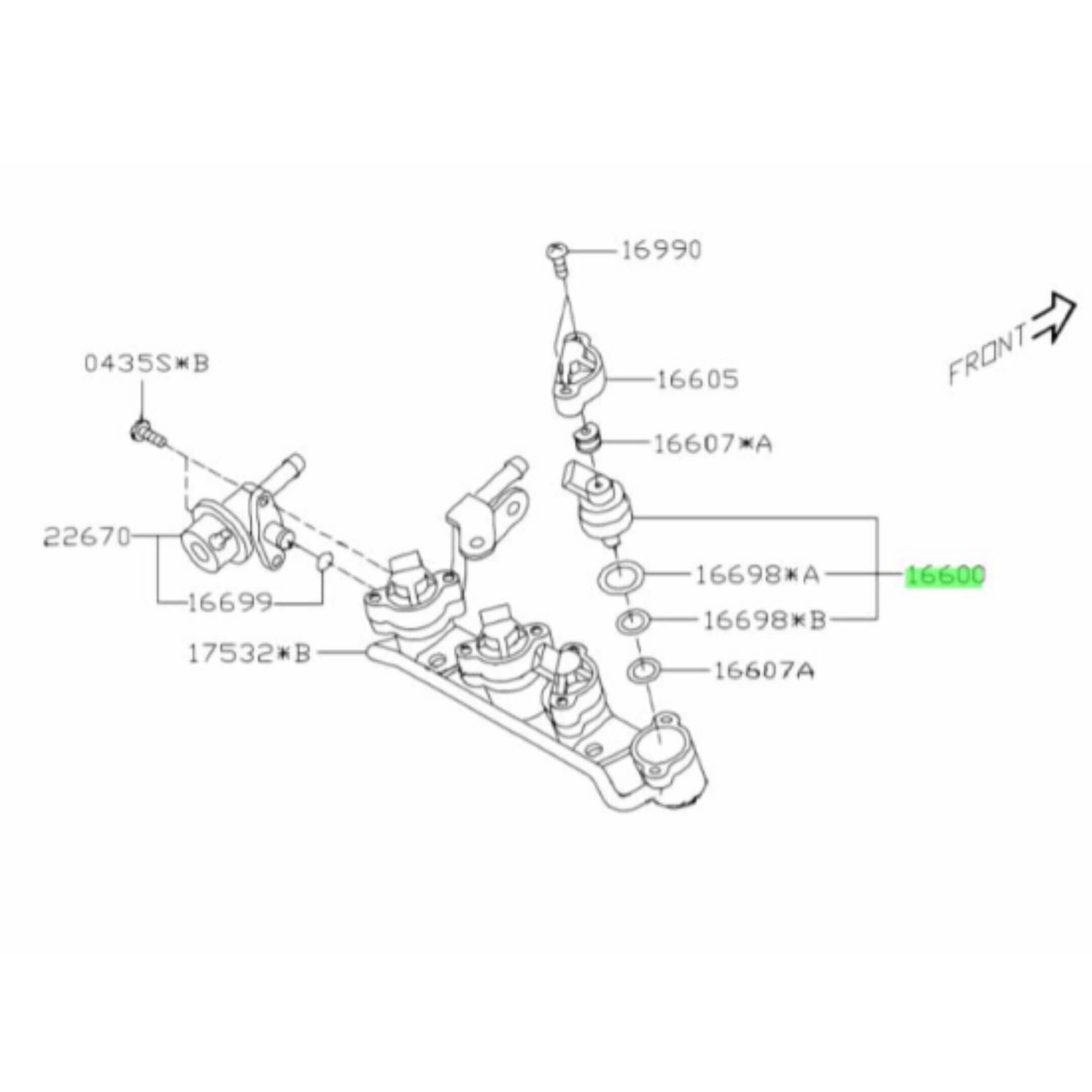 Fuel Injector for Subaru Sambar Truck TT1, TT2 Models (1999-2012) with detailed component diagram.