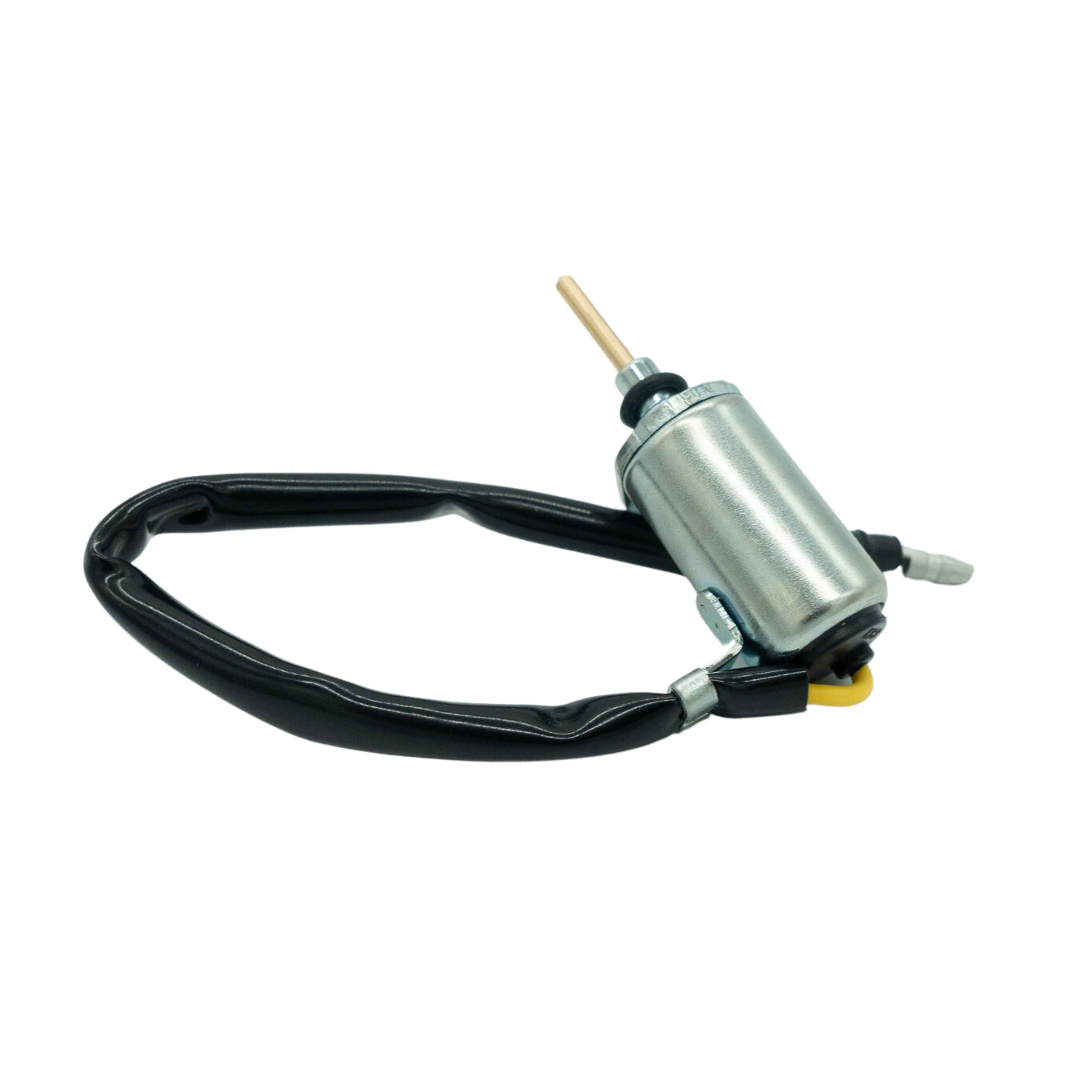 Slow Cut Carburetor Solenoid for Honda Acty HA3 HA4 models, front view, with brass valve and black electrical wiring, genuine replacement part for mini truck fuel systems