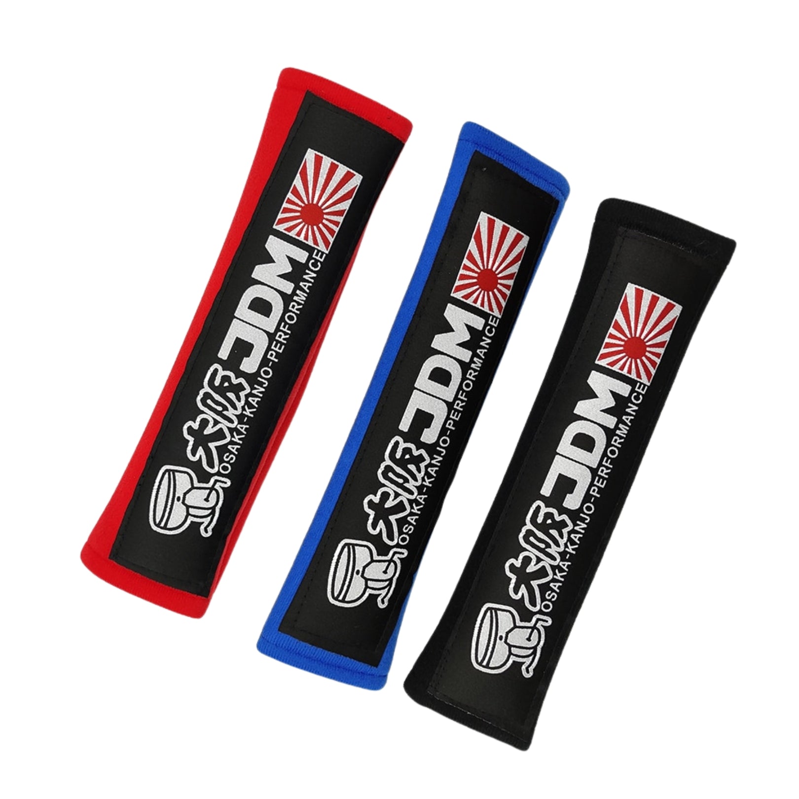 Stylish Blue Osaka Racing Seatbelt Covers for Kei Trucks, Mini Truck Comfort & Protection, Universal Fit, Easy Install, Embroidered Cotton