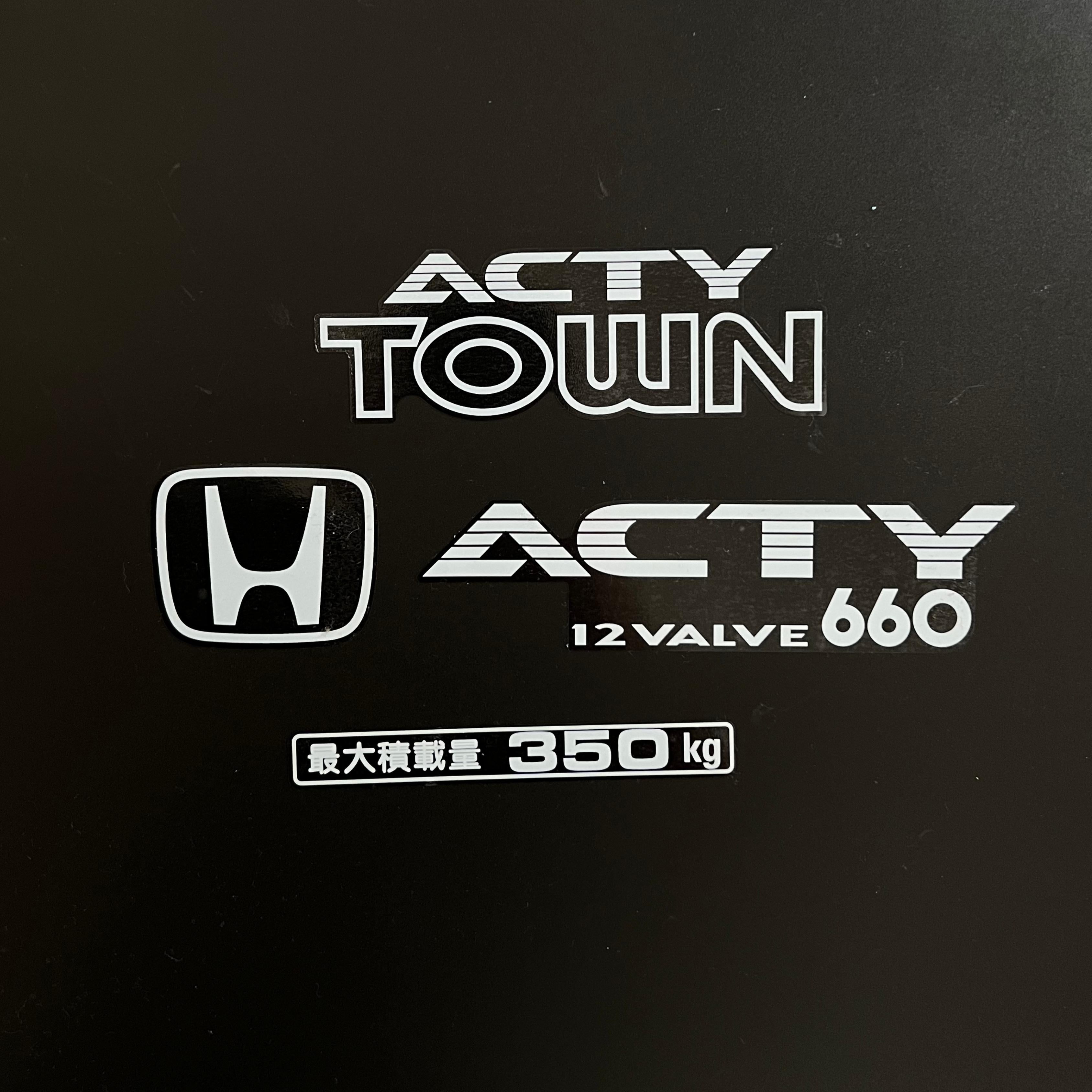 High-quality Honda Acty Replica Decals in OEM White displayed on a Black background - Perfect for JDM Mini Truck customization and upgrades