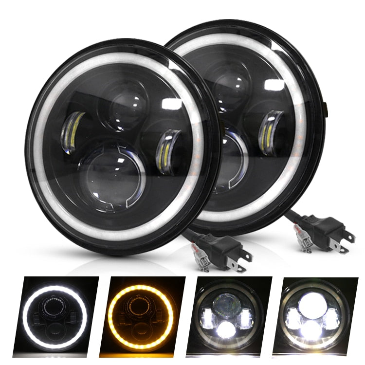7" Round  LED HeadLights Full Circle Halo