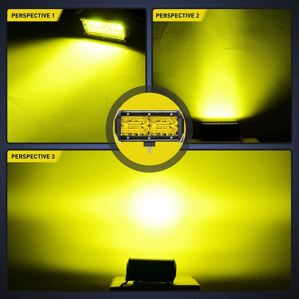 Oiwagarage 15" 300W Yellow LED Light Bar - IP68 Waterproof - High Beam, Spot Beam, Combo Light Options