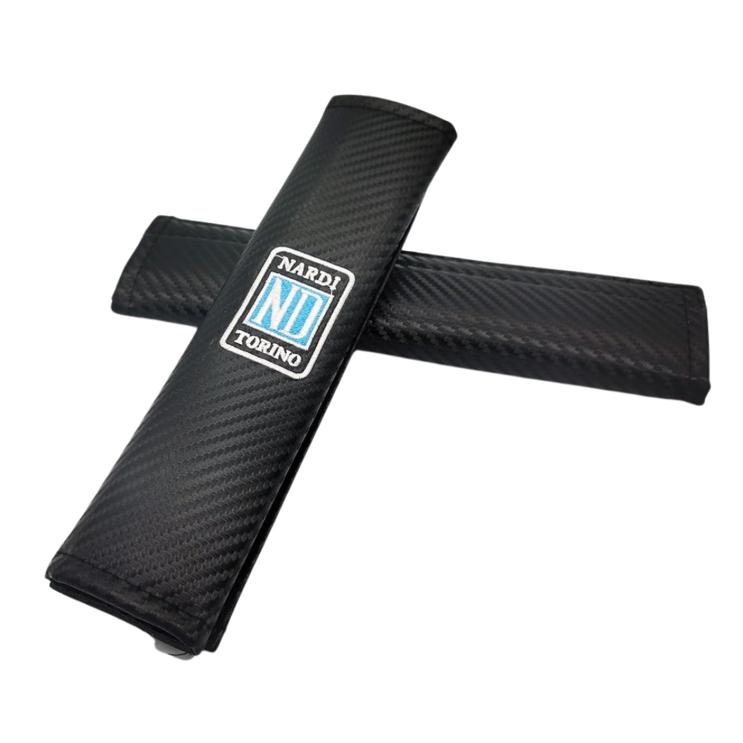 Nardi Style Seatbelt Cover Set for Kei Trucks - Black - Comfortable, Embroidered Cotton, Universal Fit, Easy to Install, Stylish Protection