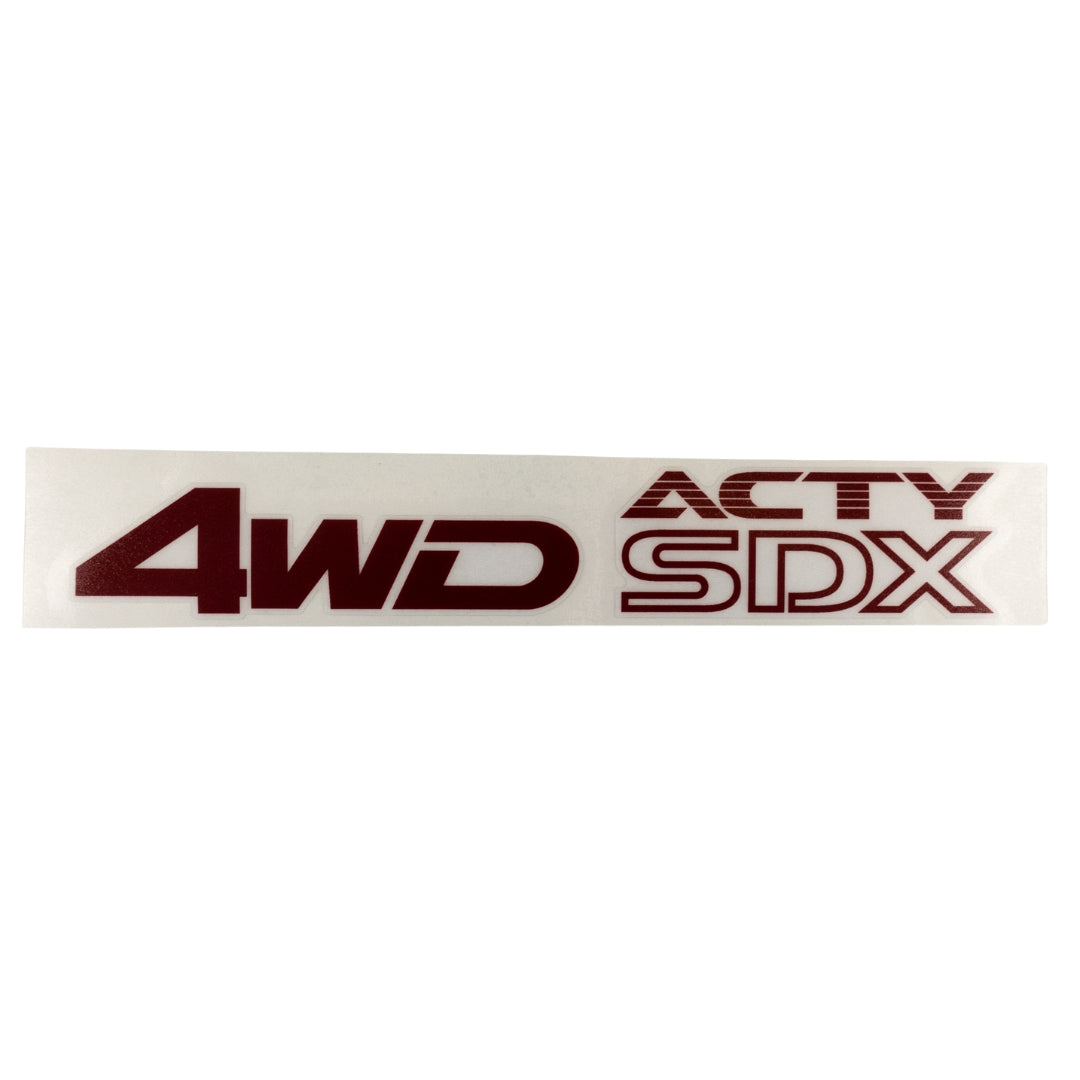 "High-quality Honda Acty Replica Decals in OEM Red displayed on a white background - Perfect for JDM Mini Truck customization and upgrades"