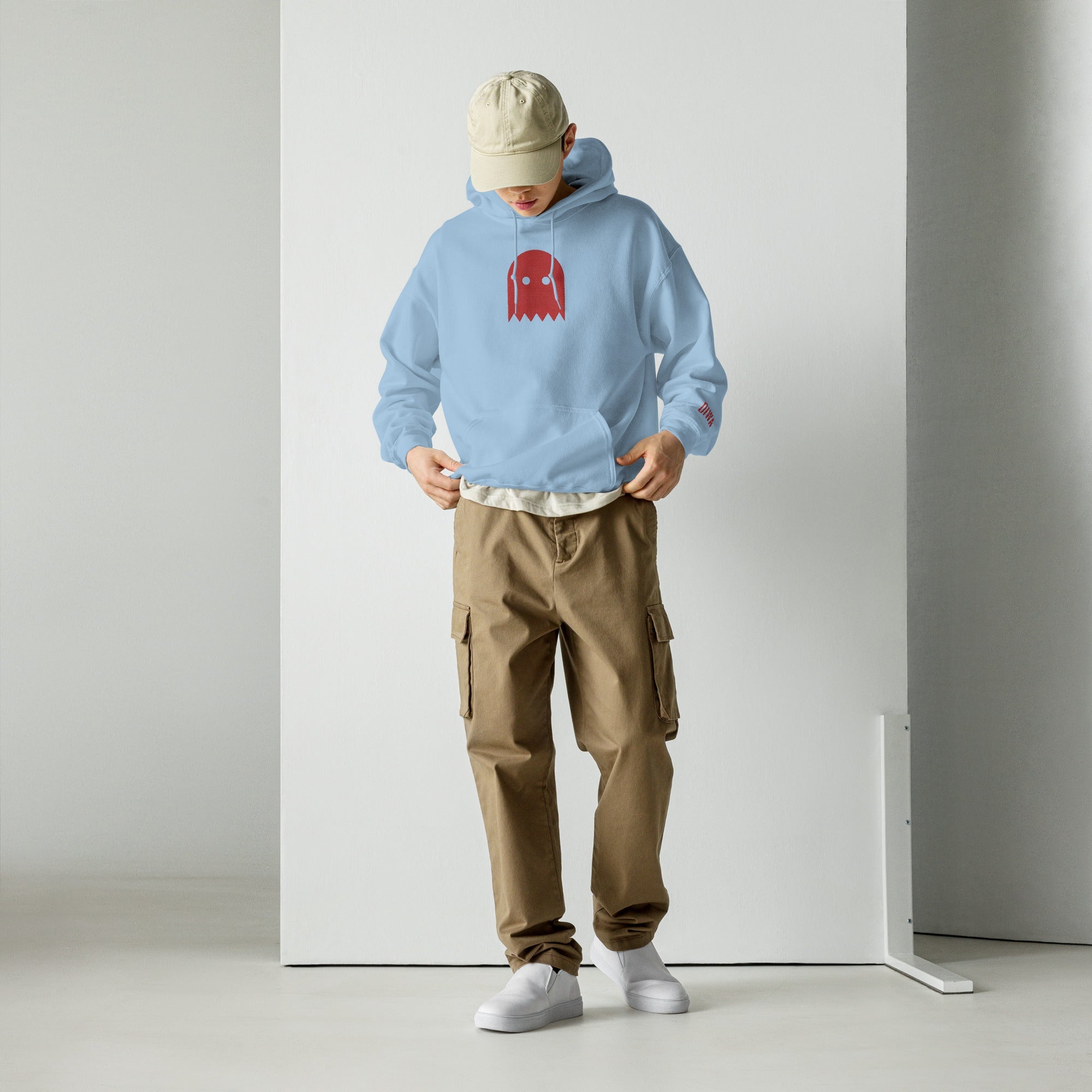 Light Blue Oiwa Red Ghost Plush Hoodie