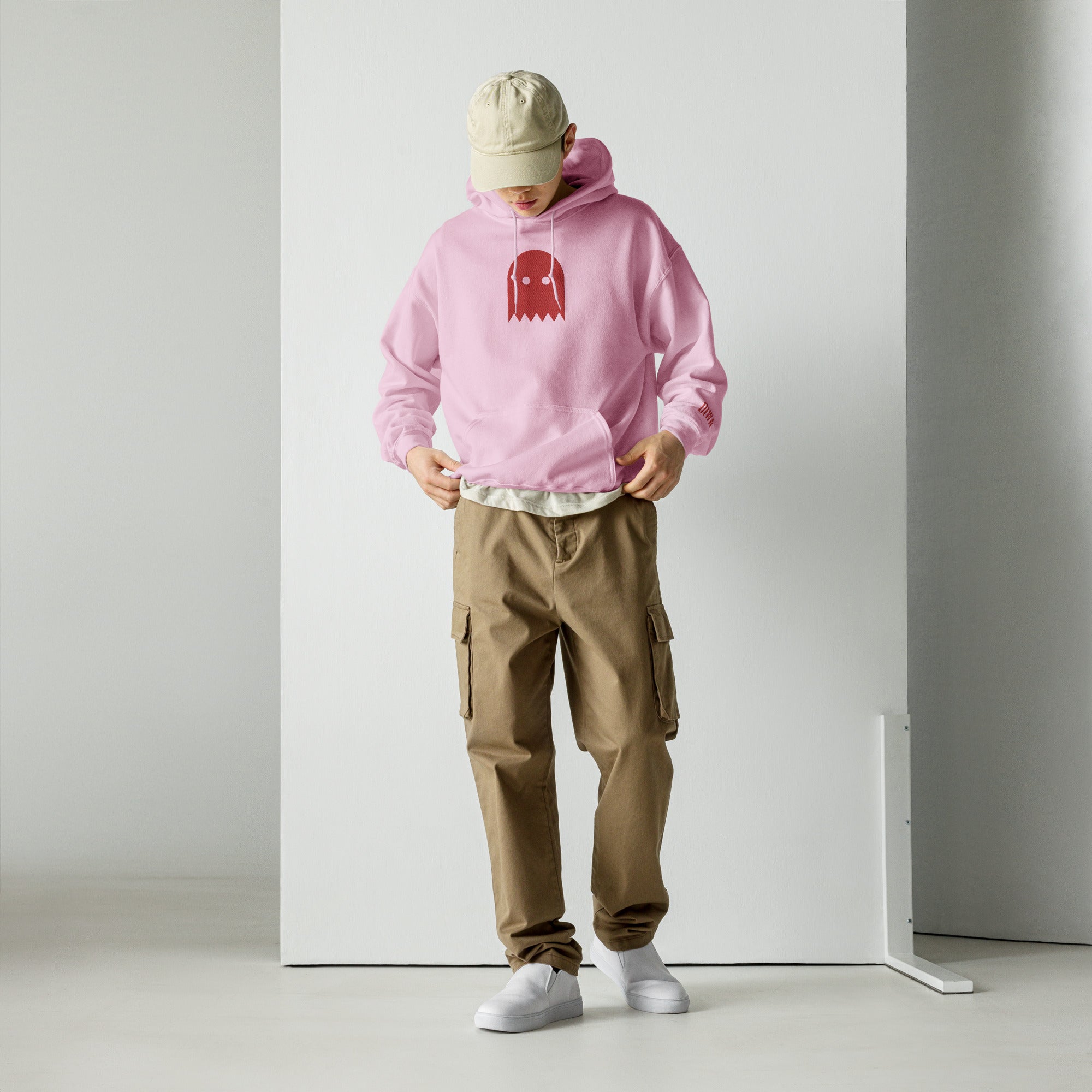 Light Pink Oiwa Red Ghost Plush Hoodie
