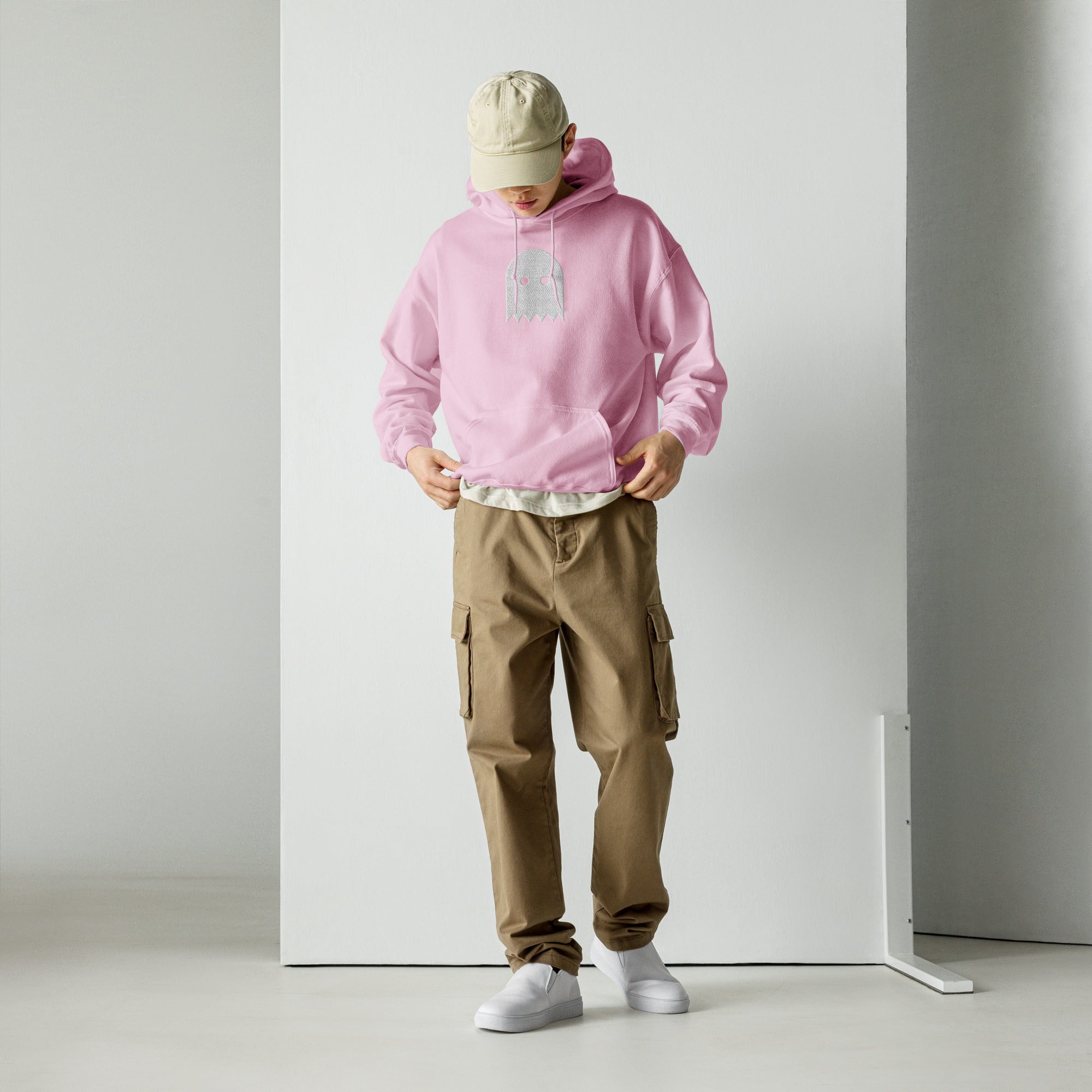 Light Pink Oiwa Embroidered Plush Hoodie