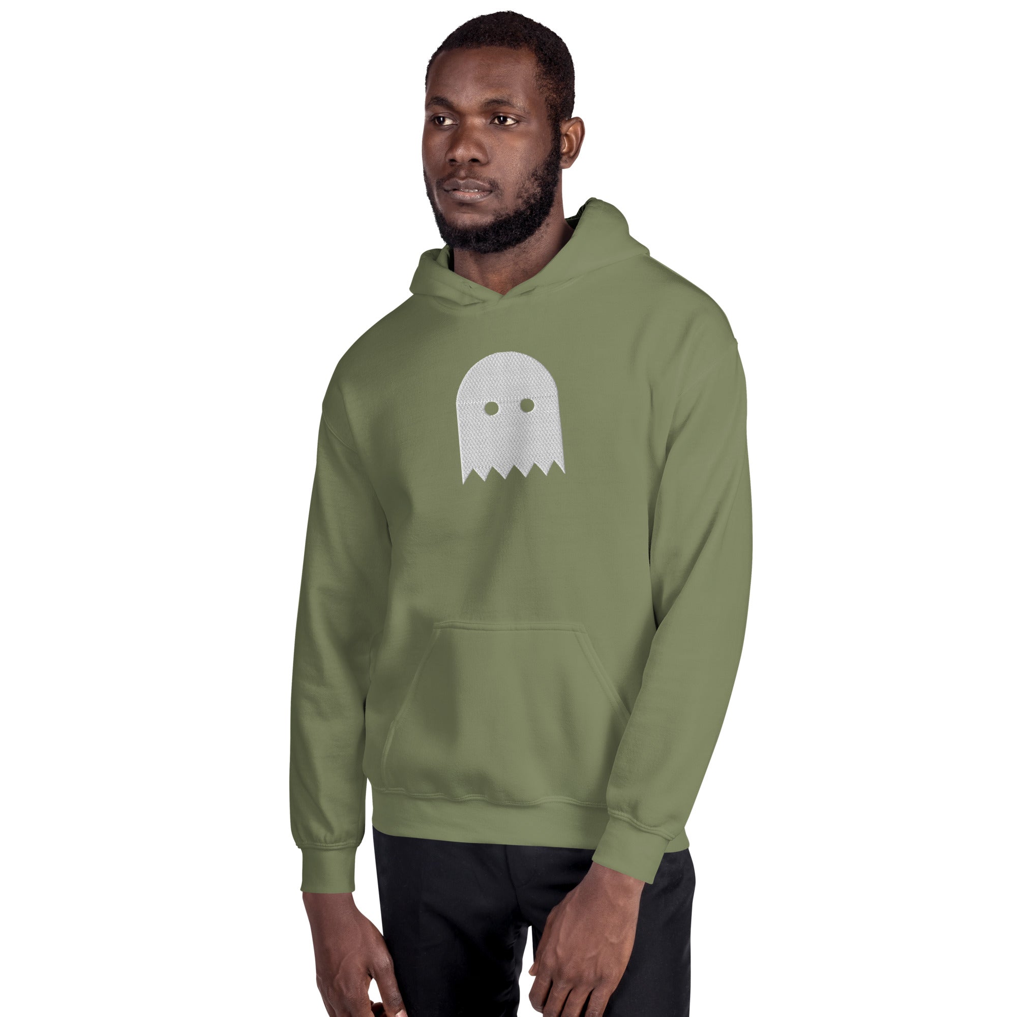 Military Green Oiwa Embroidered Plush Hoodie