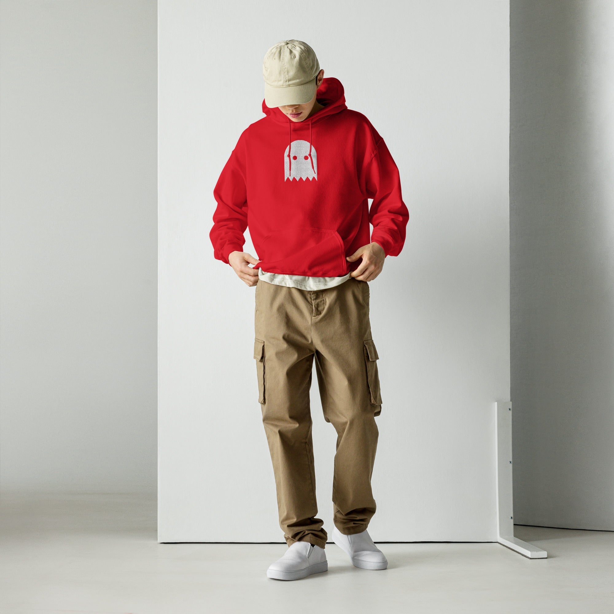 Red Oiwa Embroidered Plush Hoodie