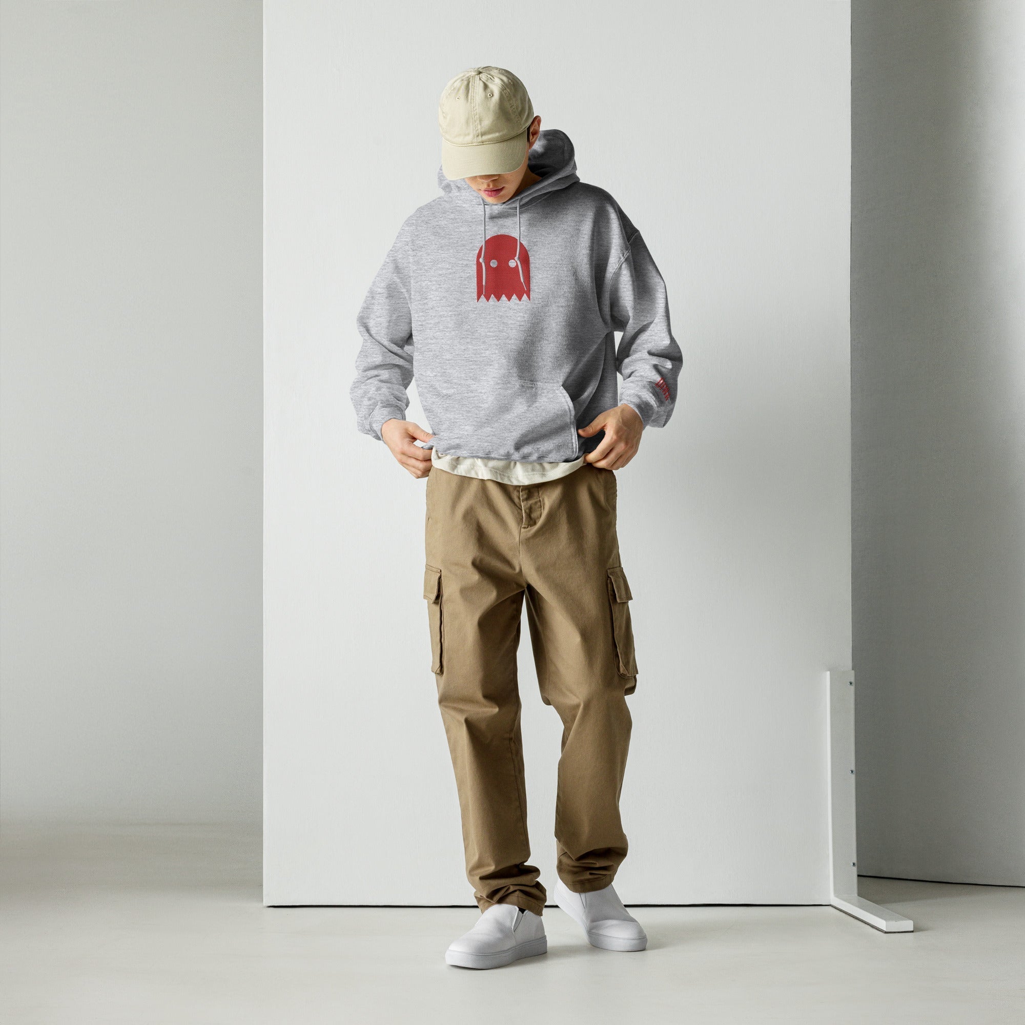 Sport Grey Oiwa Red Ghost Plush Hoodie