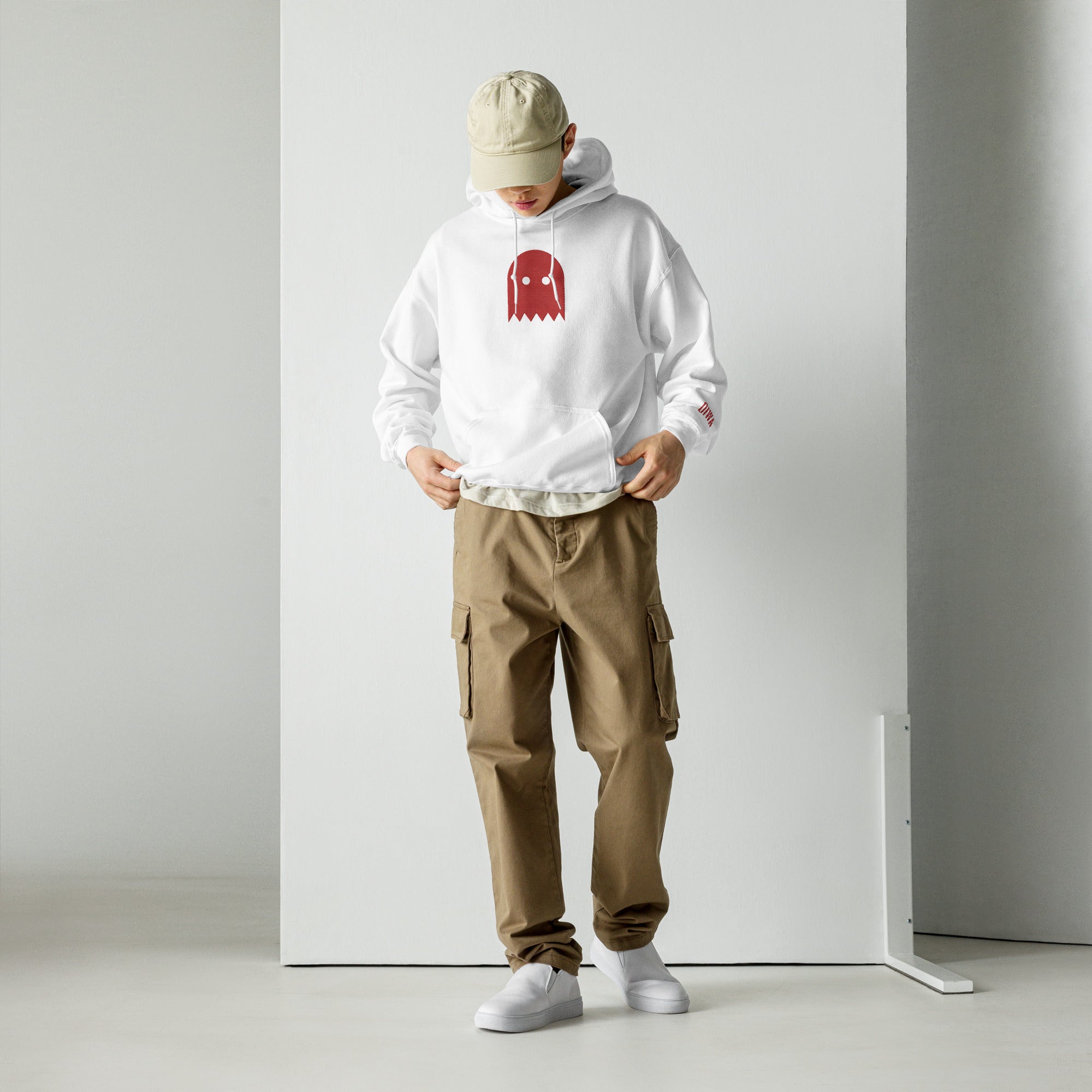White Oiwa Red Ghost Plush Hoodie