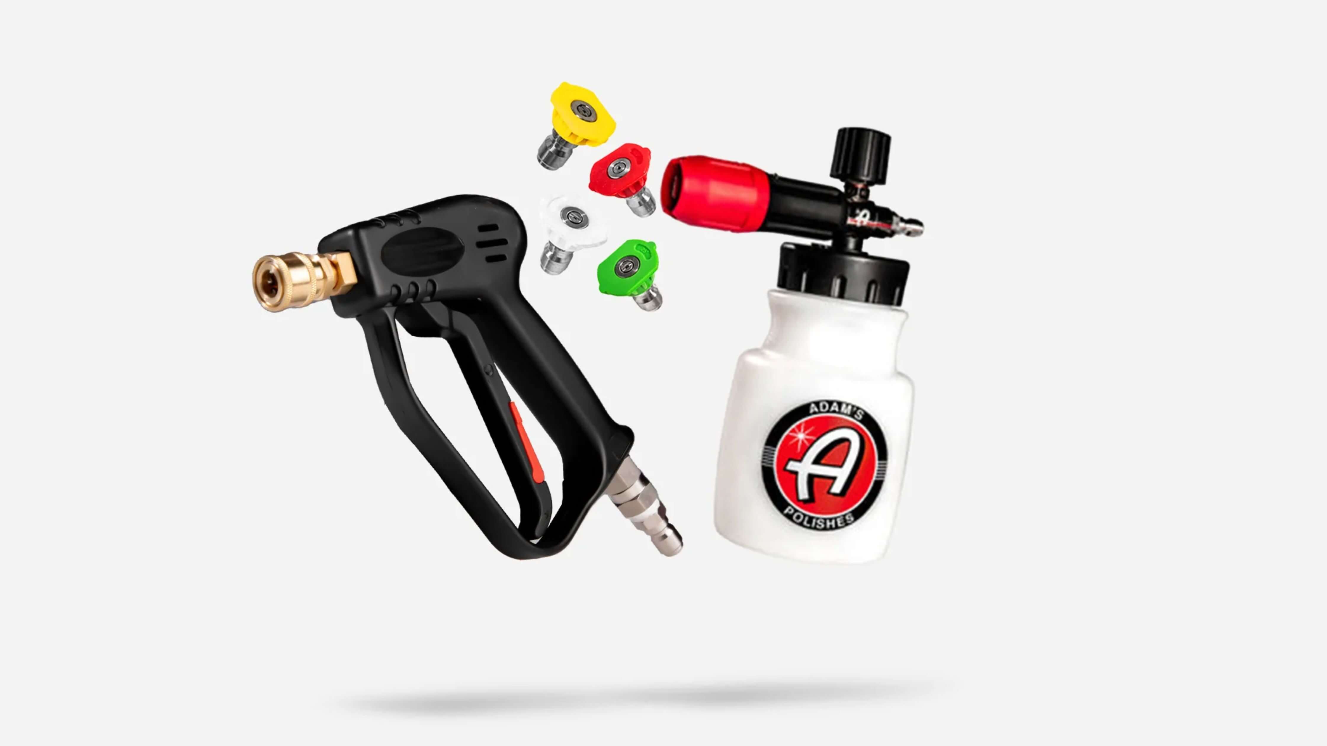 The best soap to use to wash car, featuring Adam's Polishes with a pressure washer and foam cannon attachment.