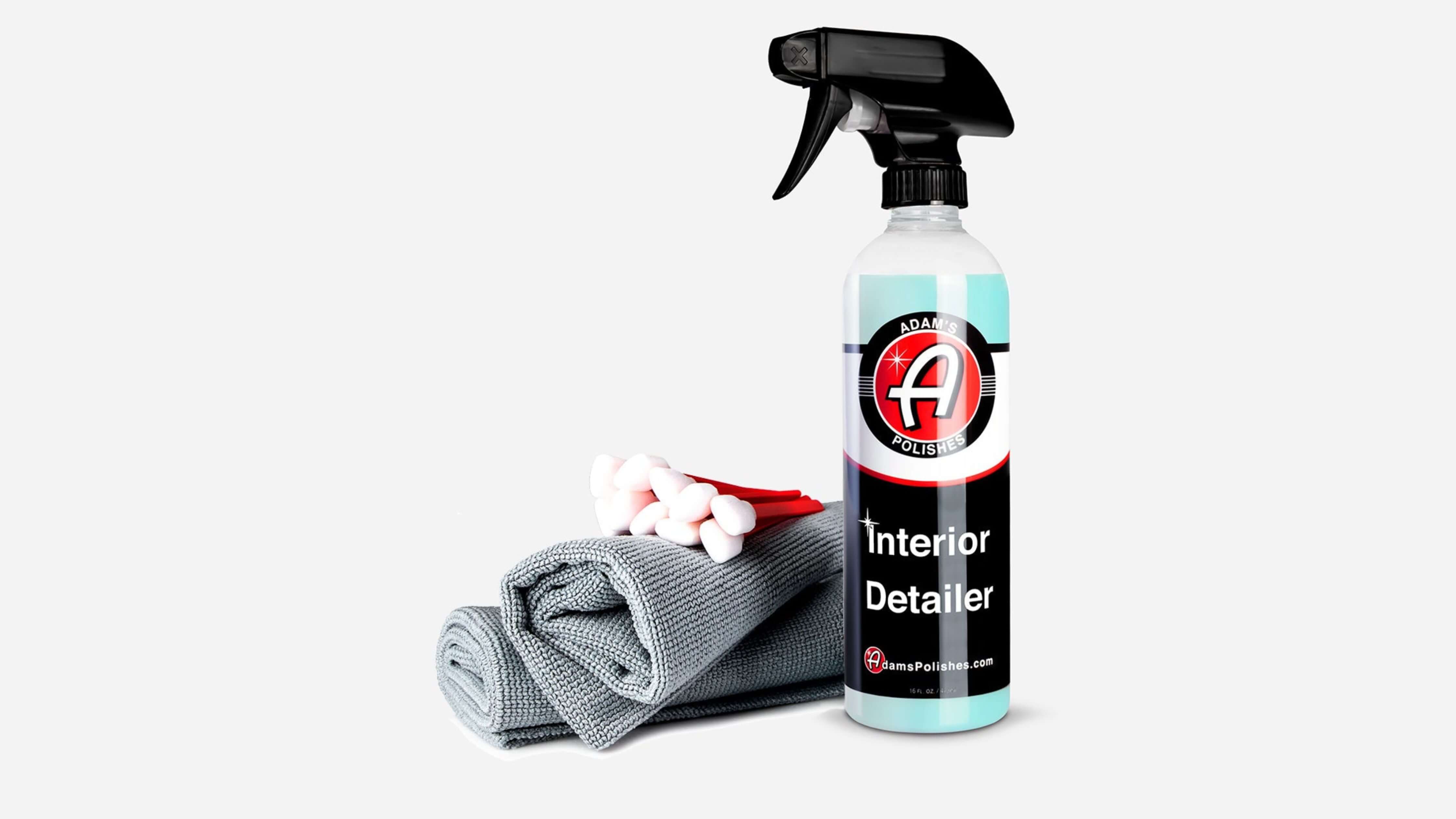 Adam's Polishes Interior Detailer with microfiber cloth and cotton swabs