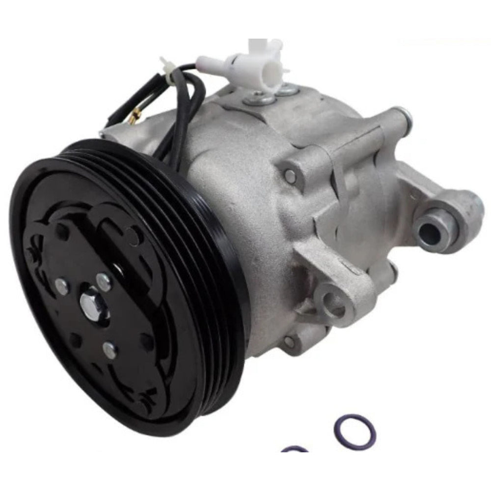 A/C compressor with pulley and clutch assembly for Daihatsu Hijet S100 and S110 Kei Truck models (1994-1998), replacement air conditioning part for cold, reliable cabin airflow.