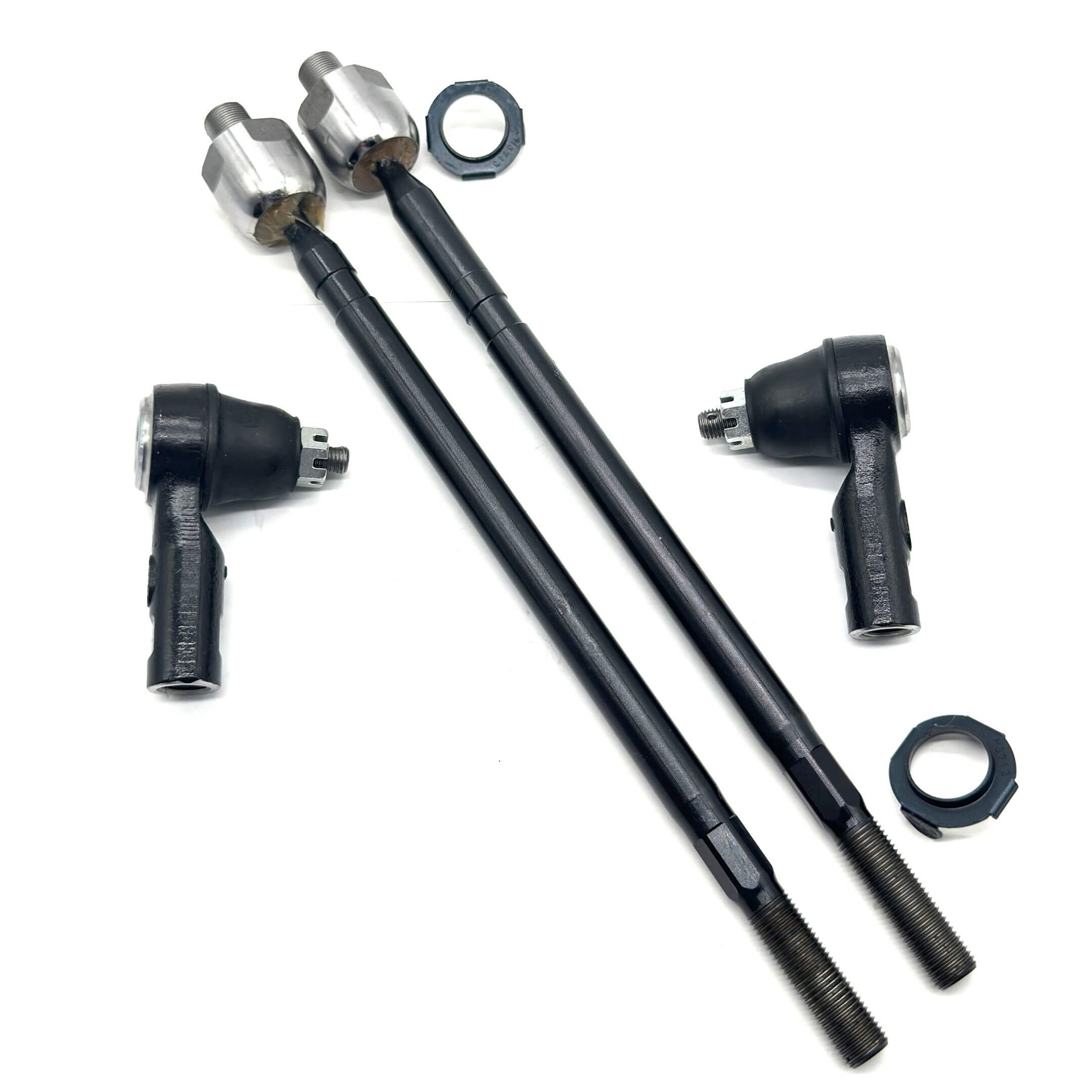 Honda Acty HA6, HA7 tie rod set for models from 1999 to 2009, featuring high-quality black metal rods and joint components for improved steering performance.