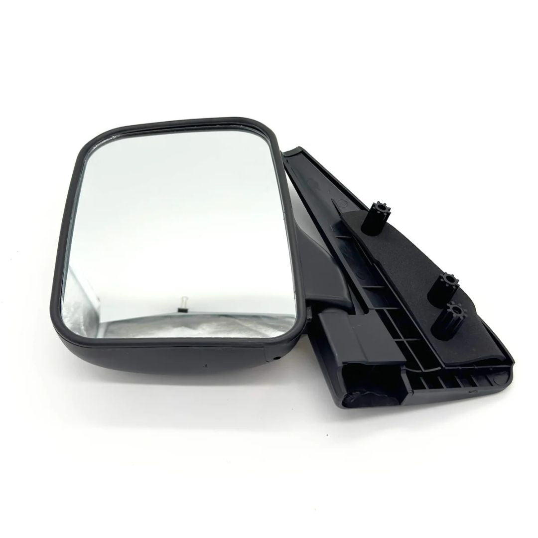 Mitsubishi Minicab Van U43V/U44V (1990–1999) black exterior side mirror assembly with adjustable glass and three-point mounting bracket – Exterior Body collection.