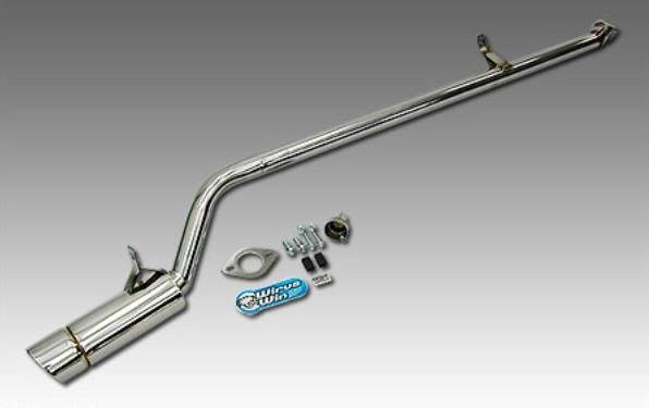 Popper-type Wirus Win stainless steel Mitsubishi Minicab Exhaust kit for U61T/U62T (1999-2014), featuring a performance Mitsubishi minicab muffler upgrade.