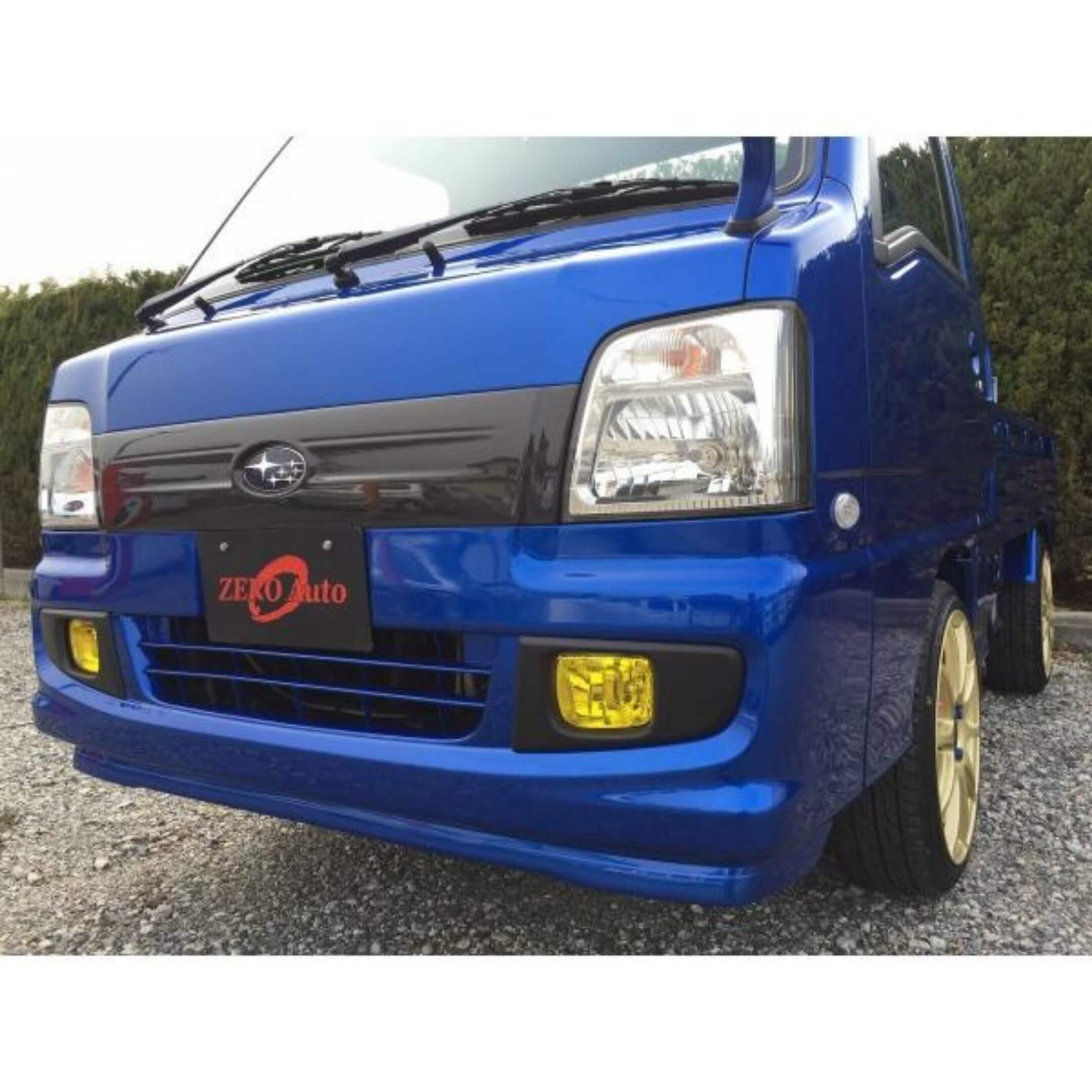 Subaru Sambar TW1 TW2 Front Bumper and Carbon Fiber Grille Cover – Blue Subaru Sambar Dias Wagon Body Components Installed by Oiwa Garage