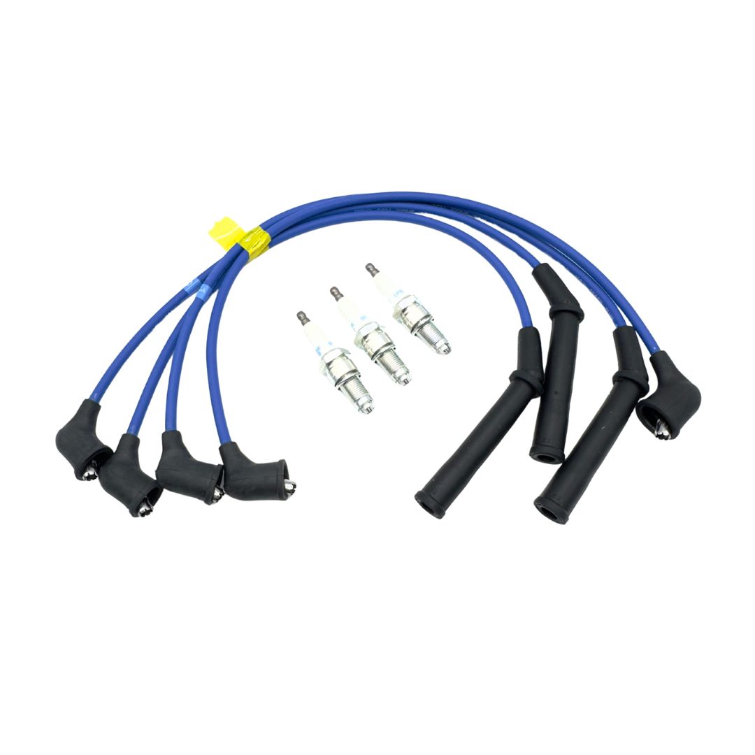 Ignition Kit - 7 Piece - Spark Plugs & Spark Plug Wires - EFNS Engines - Daihatsu Hijet Truck - S100P, S110P, S100C, S110C, S100CT, S110CT Models - 6/1997-1/1999