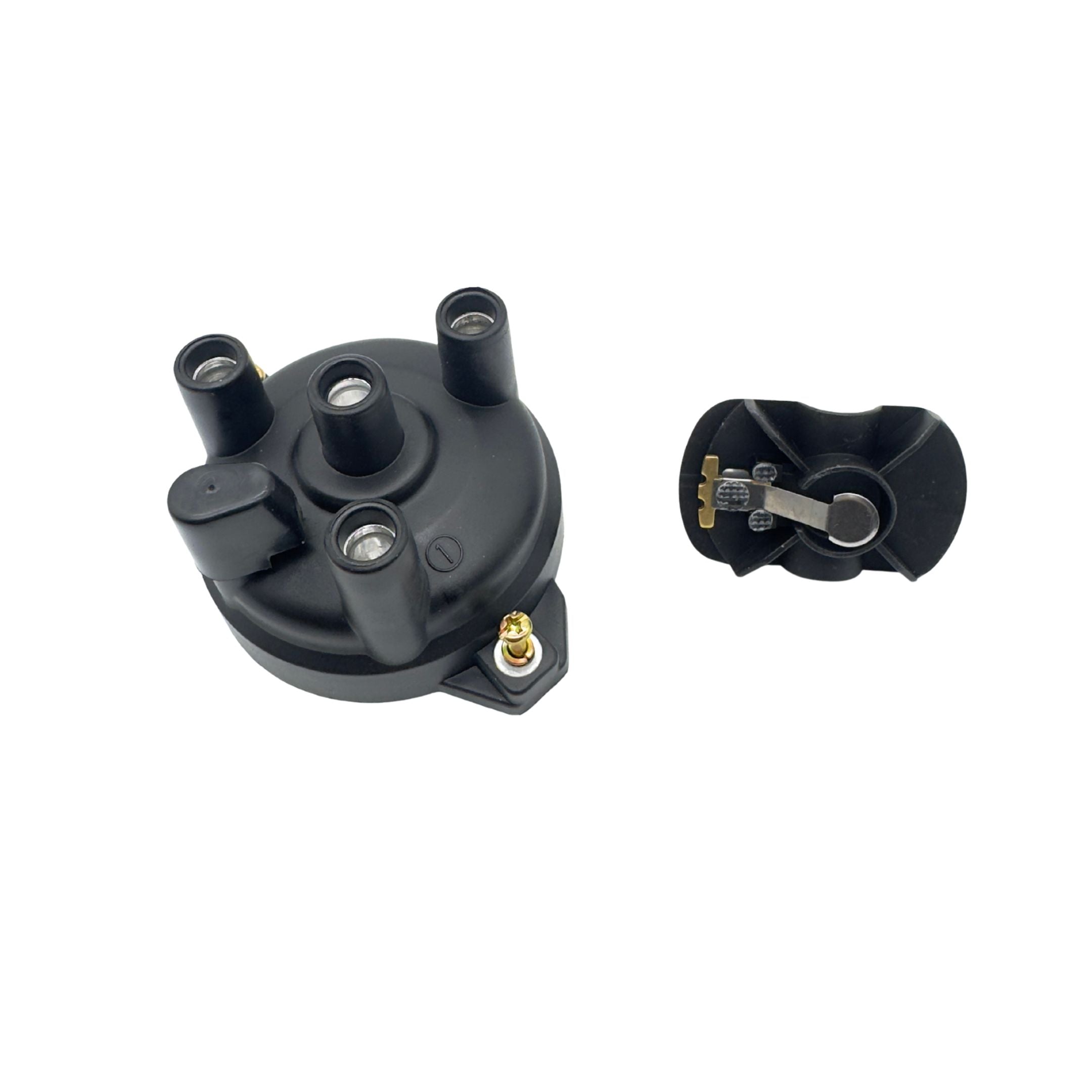 Ignition kit for Suzuki Carry DC51T and DD51T 1991 to 1999, showing distributor cap and rotor side by side in a clear top view for engine ignition replacement.