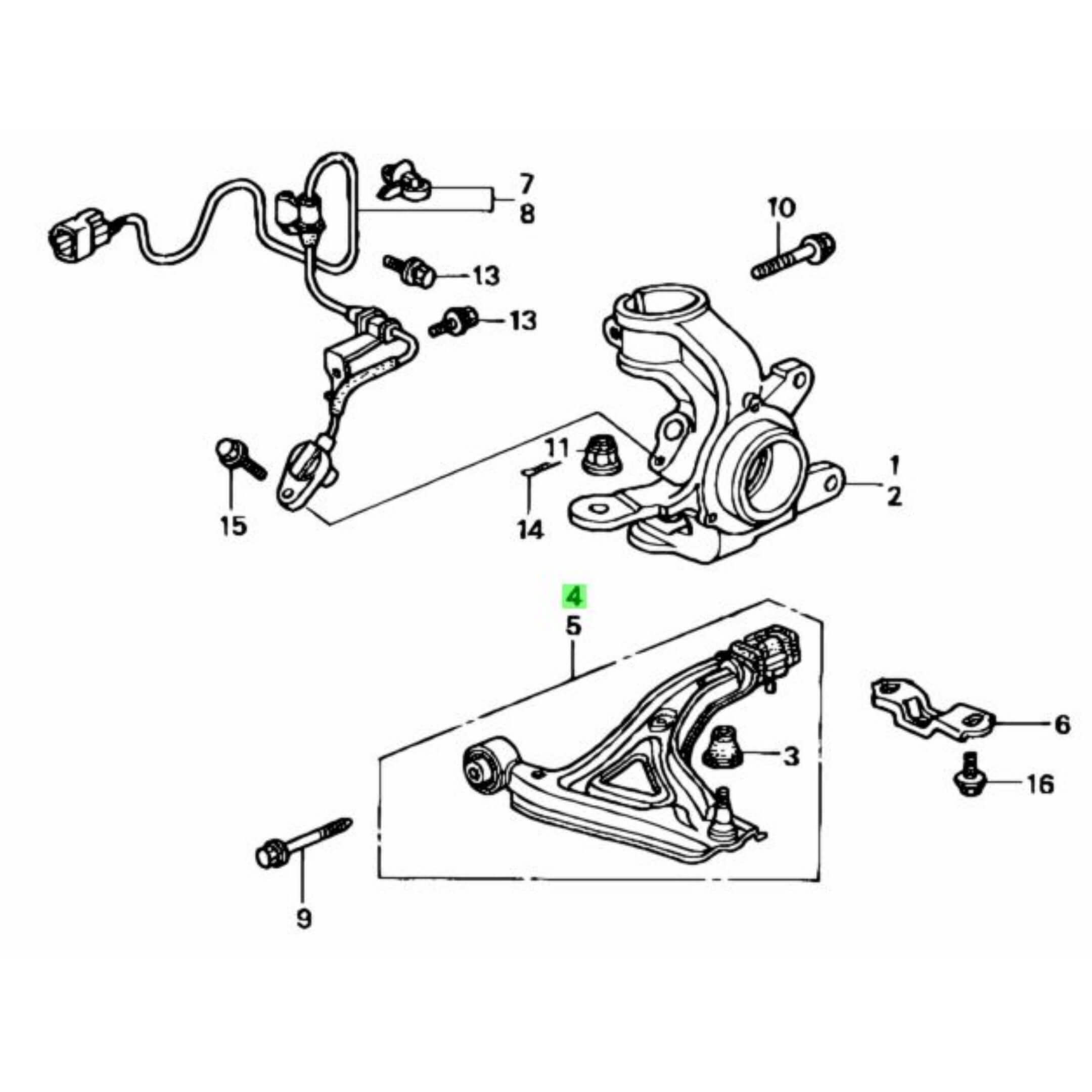 Honda Acty Truck lower control arm (driver side) diagram showcasing precise fitment for HA6 HA7 models.