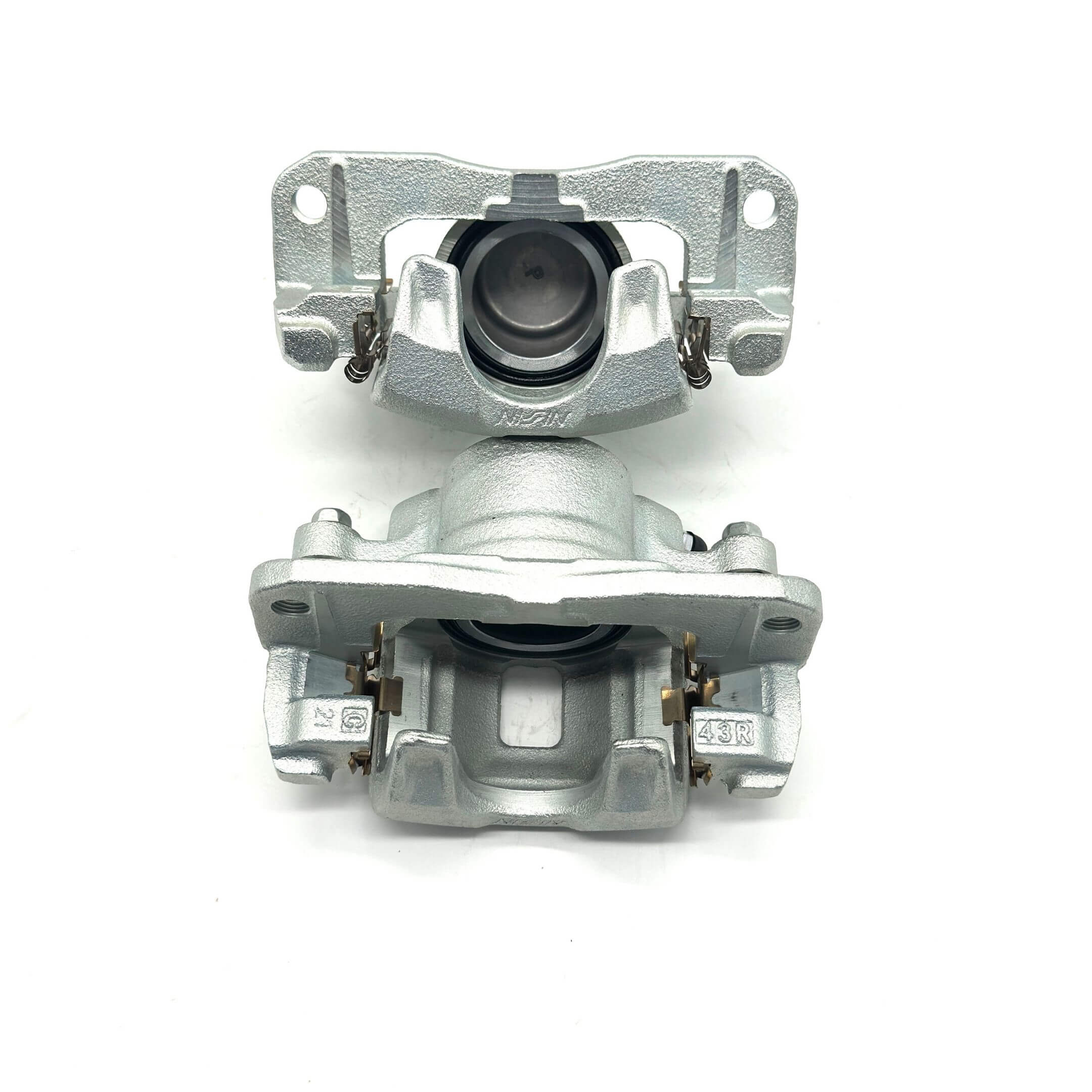 Silver brake caliper set for driver and passenger side, compatible with Honda Acty Van HH5, HH6 models from 1999 to 2009.