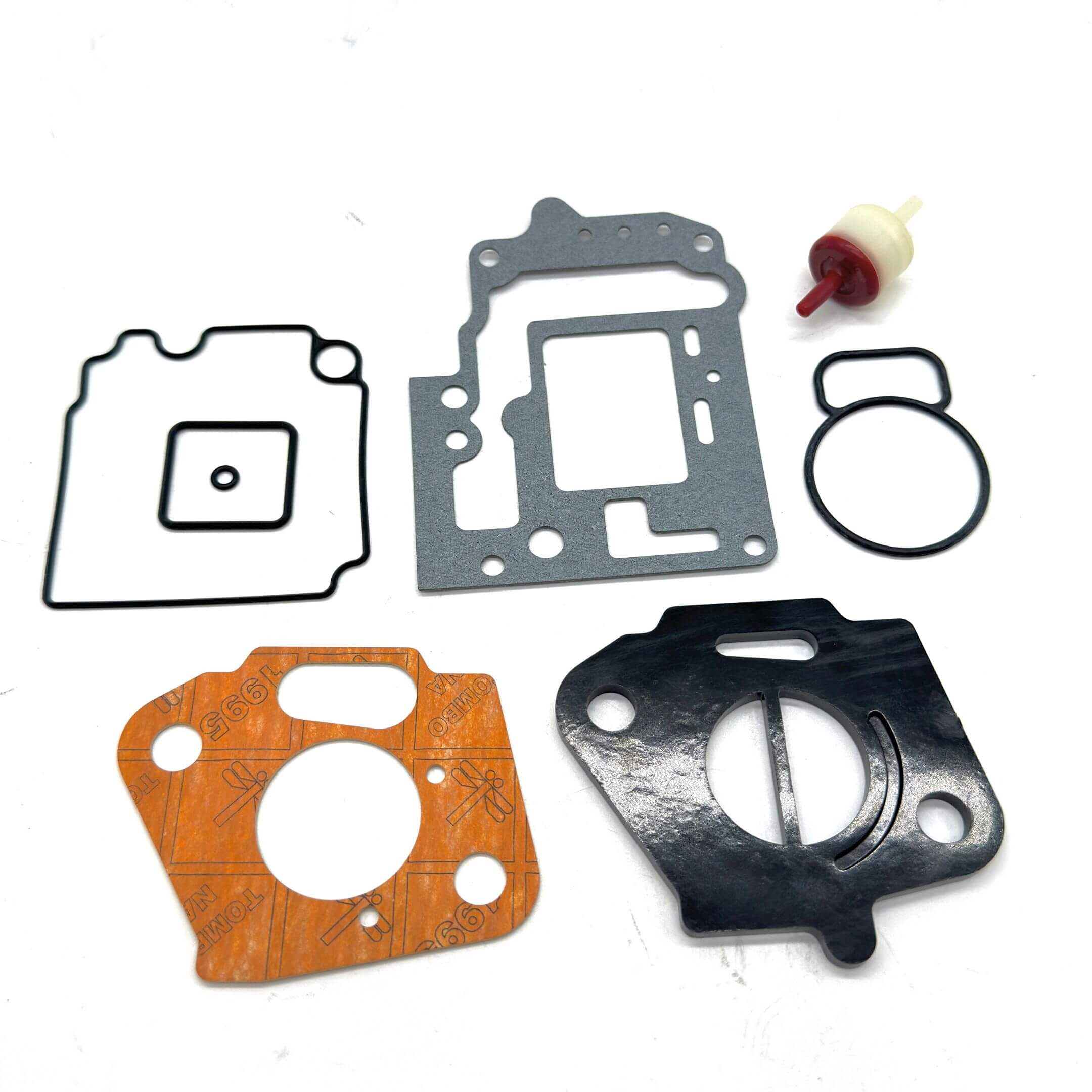 8-piece Carburetor Gasket Rebuild Kit for Subaru Sambar Truck KS3, KS4 Models - Complete with gaskets, insulator, and vacuum delay valve assembly