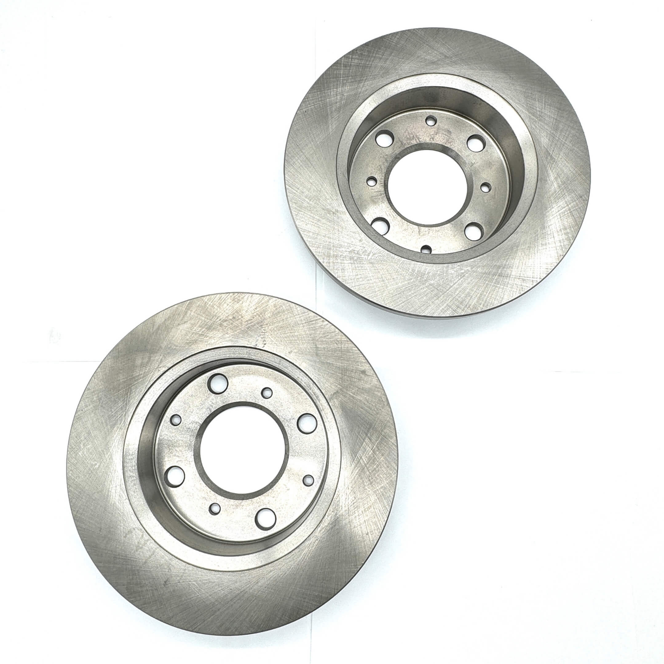 Silver brake rotor set for front Honda Acty Van HH5, HH6 models, 1999-2009, featuring precision-drilled holes for enhanced performance.