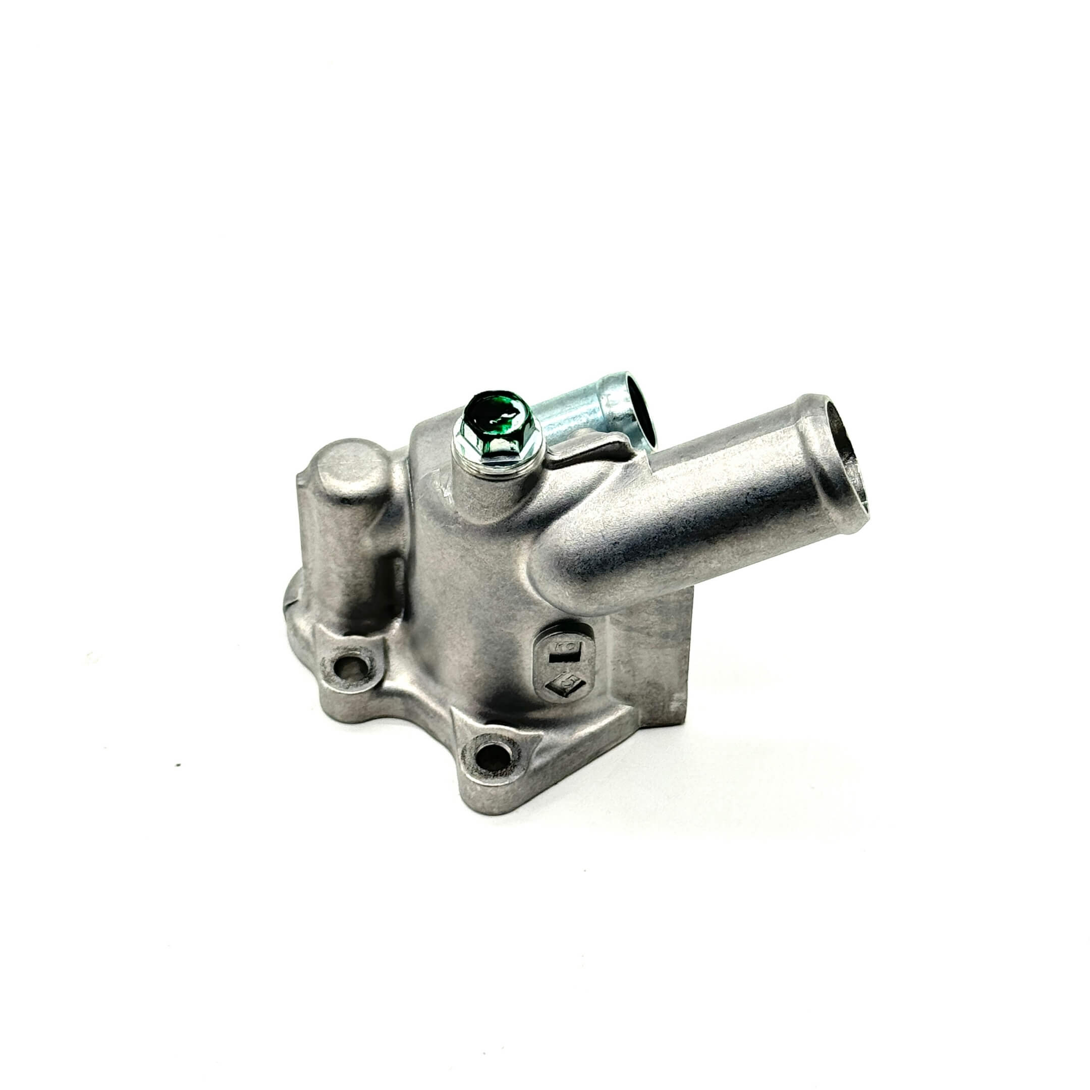 Thermostat Housing for Honda Acty Van HH5, HH6 models (1999-2009), featuring a durable silver metal design with precise fittings.