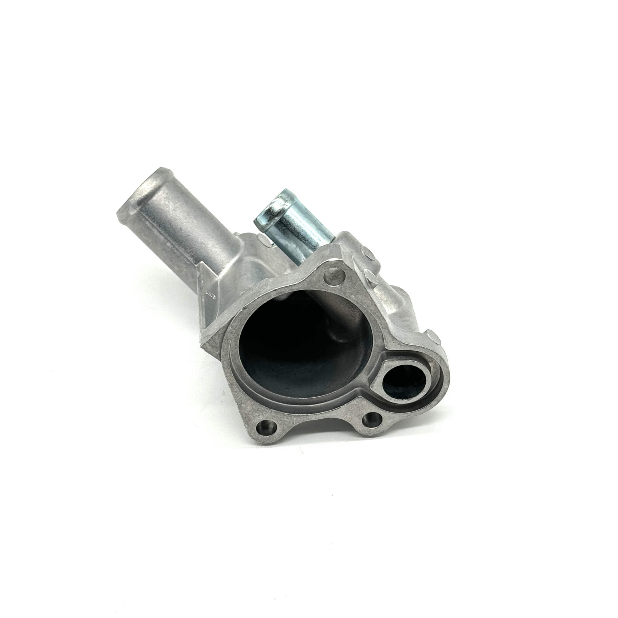 Thermostat housing for Honda Acty Truck HA8, HA9 models (2009-2022), featuring a durable silver metal construction.