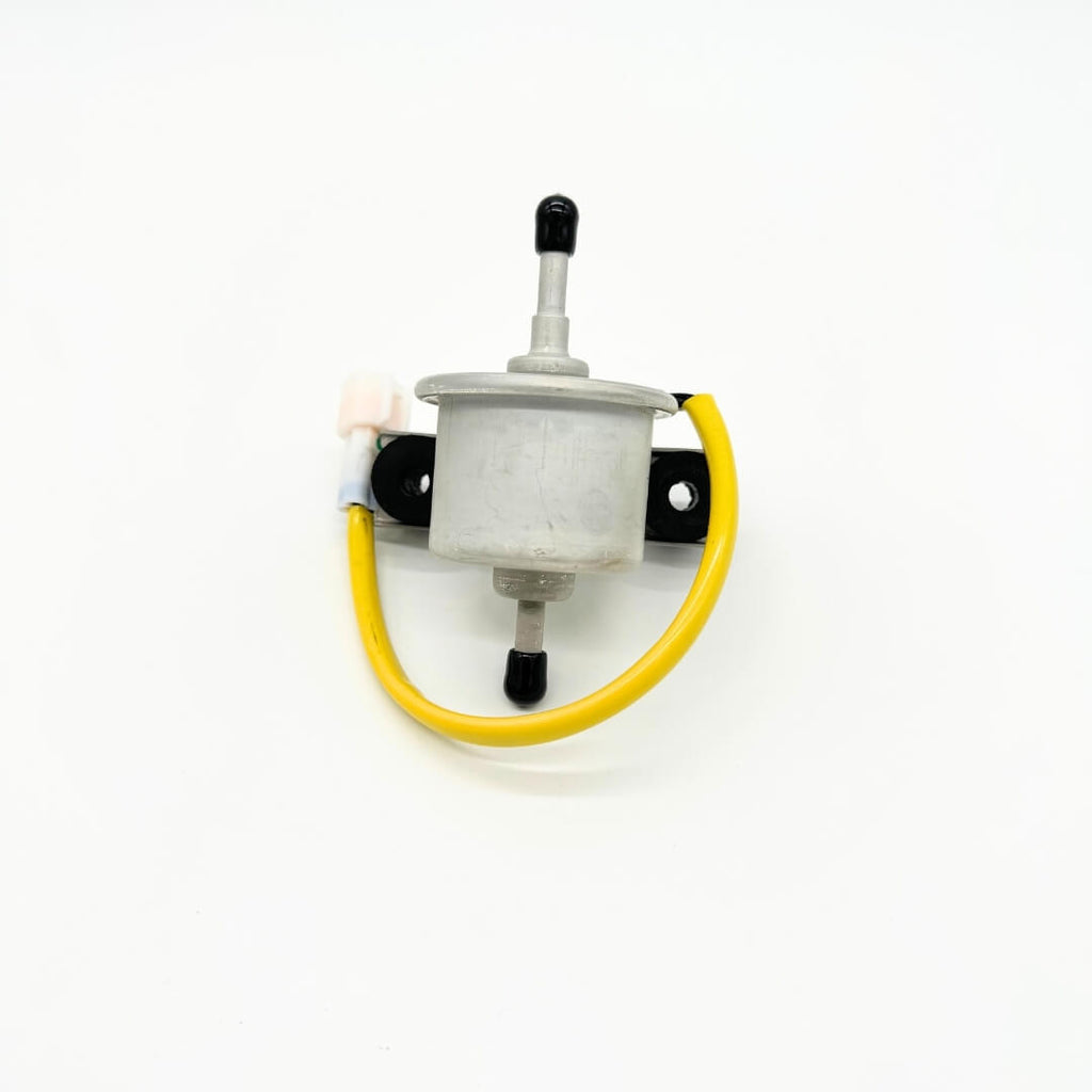 Front view of a fuel pump assembly for Subaru Sambar KS3 KS4, 1990-1998, with yellow fuel hoses and electrical connector.