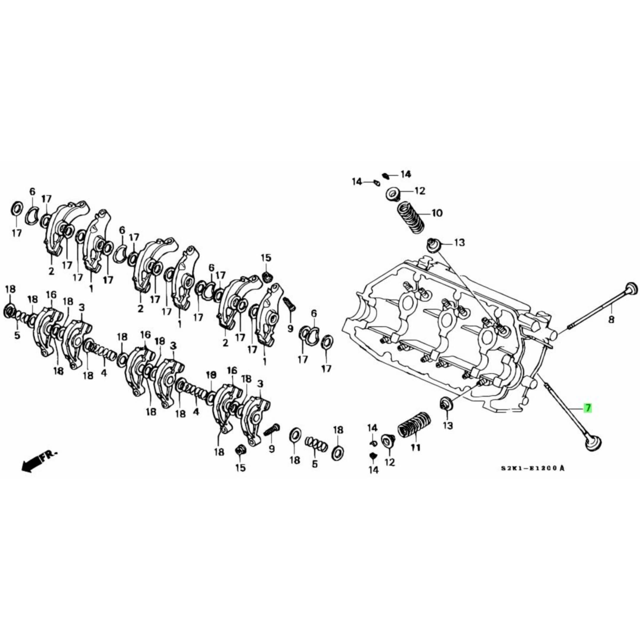 Technical diagram of the inlet valve for Honda Vamos Van HM1, HM2 models (1999-2018), showcasing detailed components and assembly layout.