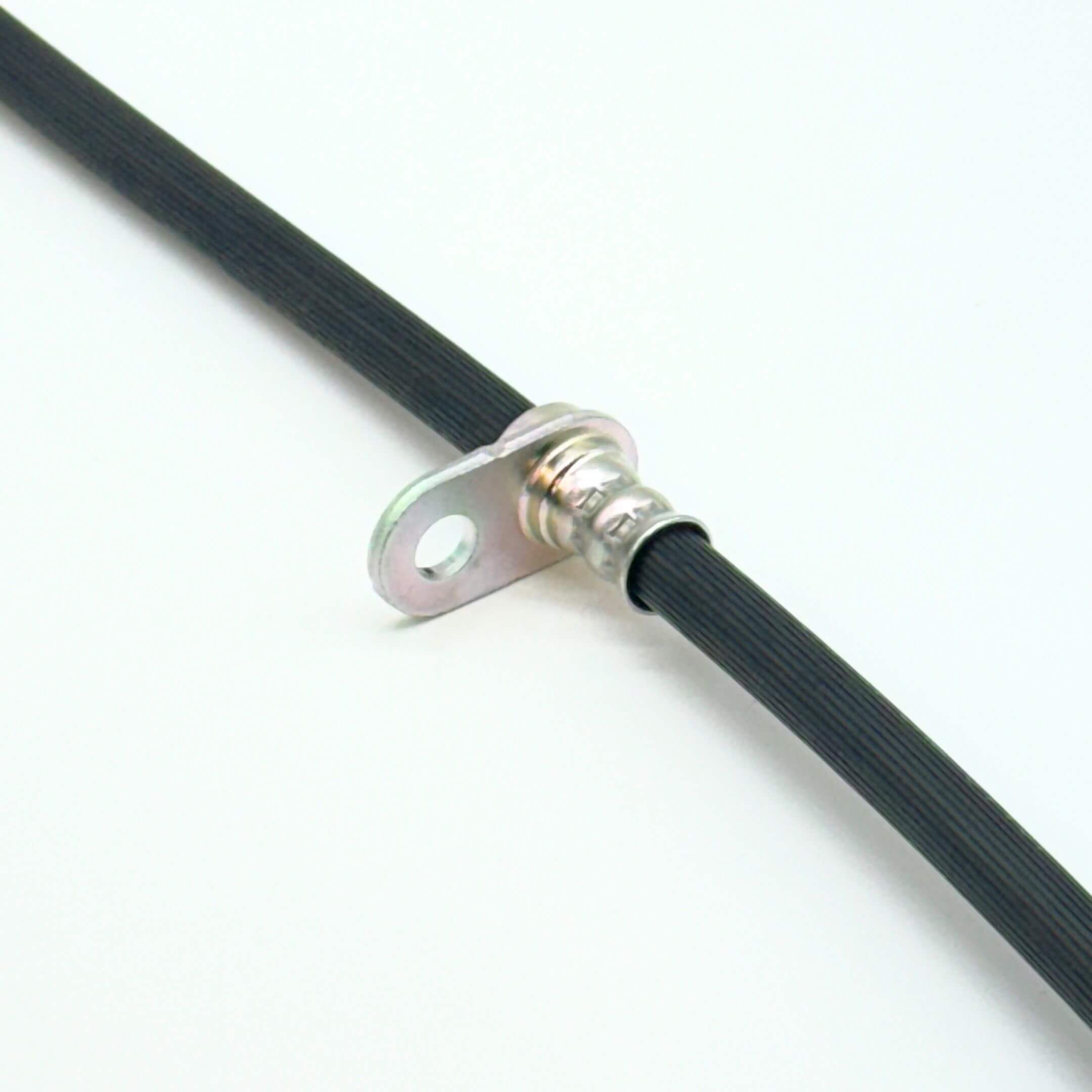 Front Brake Hose - Left Side for Honda Acty Van HH5, HH6 Models (1999-2009), black rubber with metal fittings.