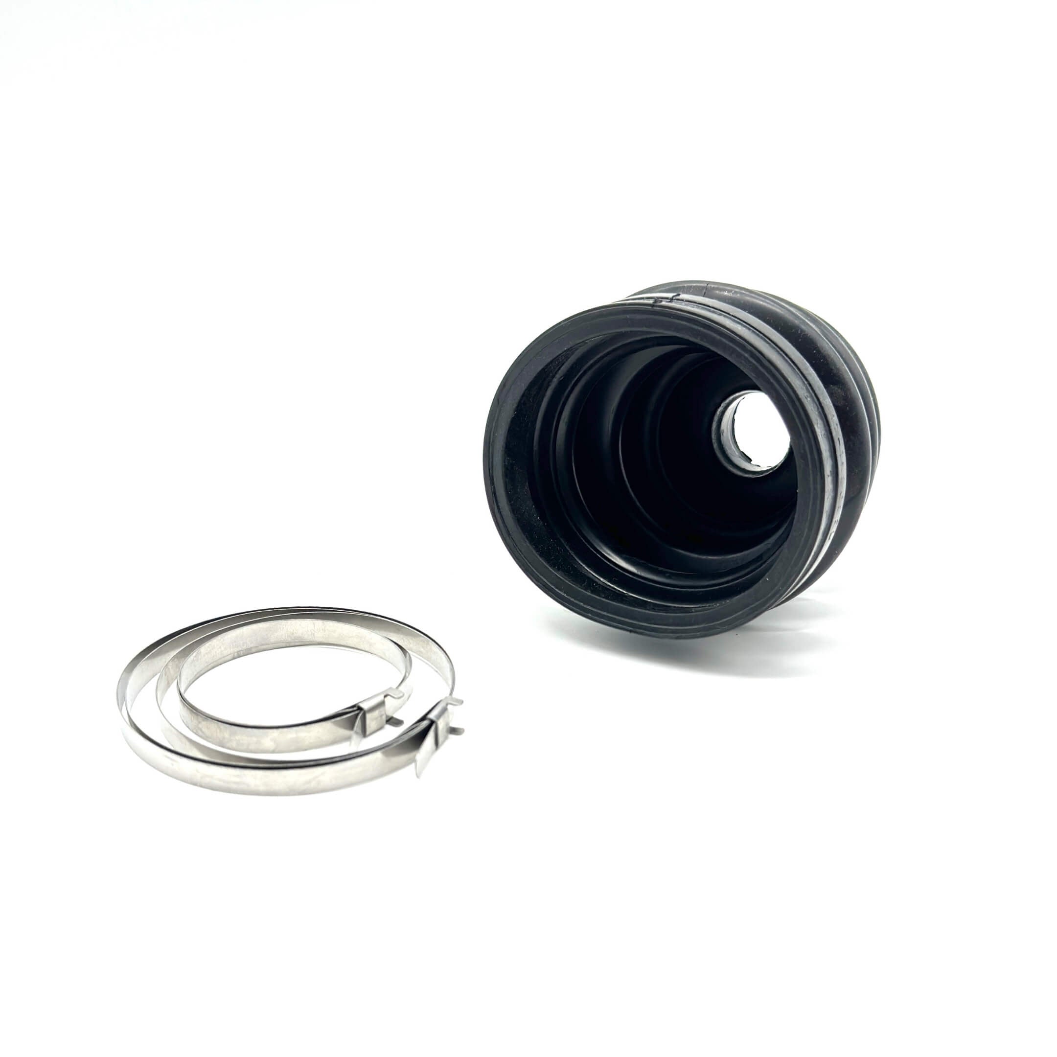 CV Boot - Rear, Outer for Honda Acty Truck HA8, HA9 Models 2009-2022, black rubber with metal clamps.