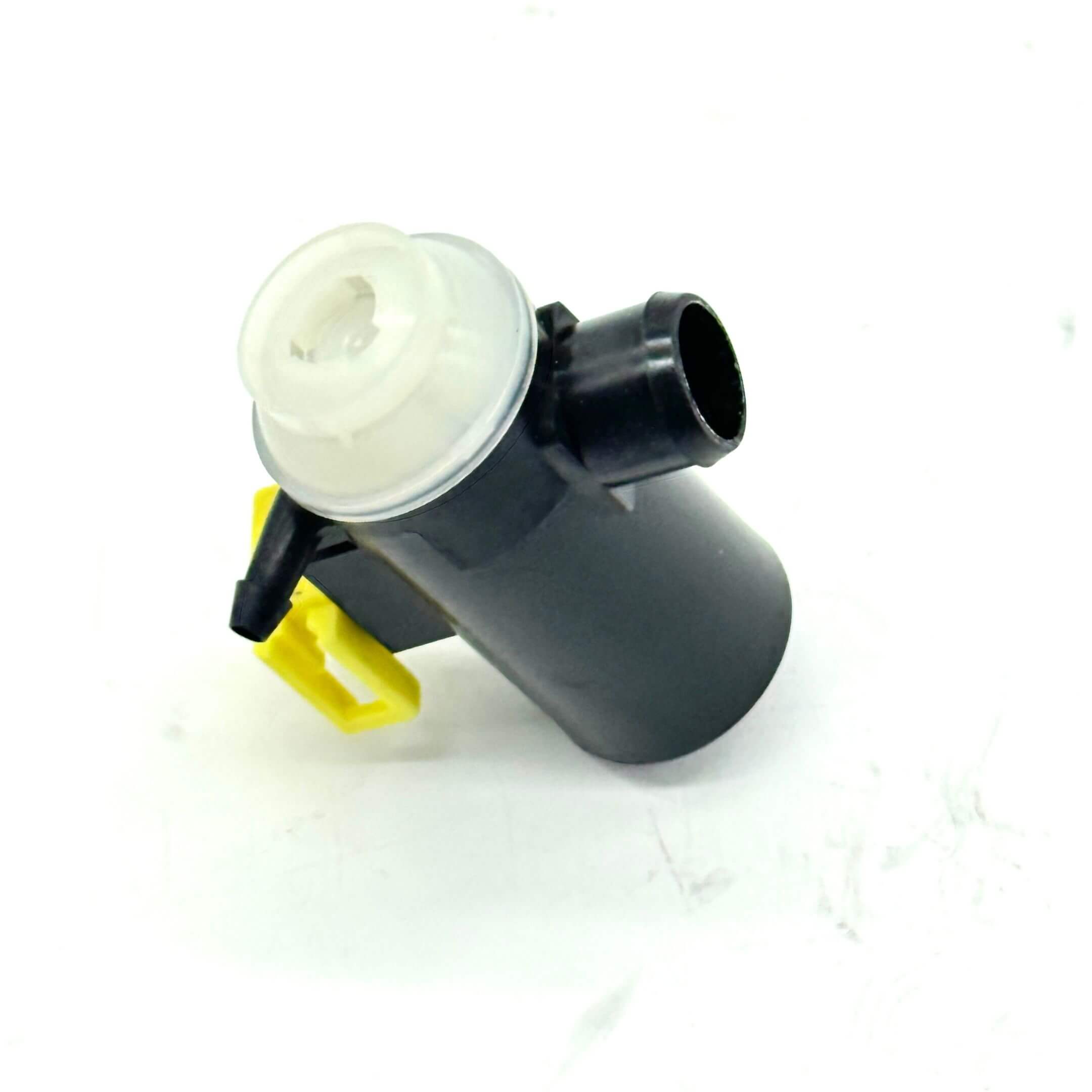 Windshield Washer Pump Motor for Honda Vamos Van HM1, HM2 Models 1999-2018, featuring a compact black design with a yellow connector.