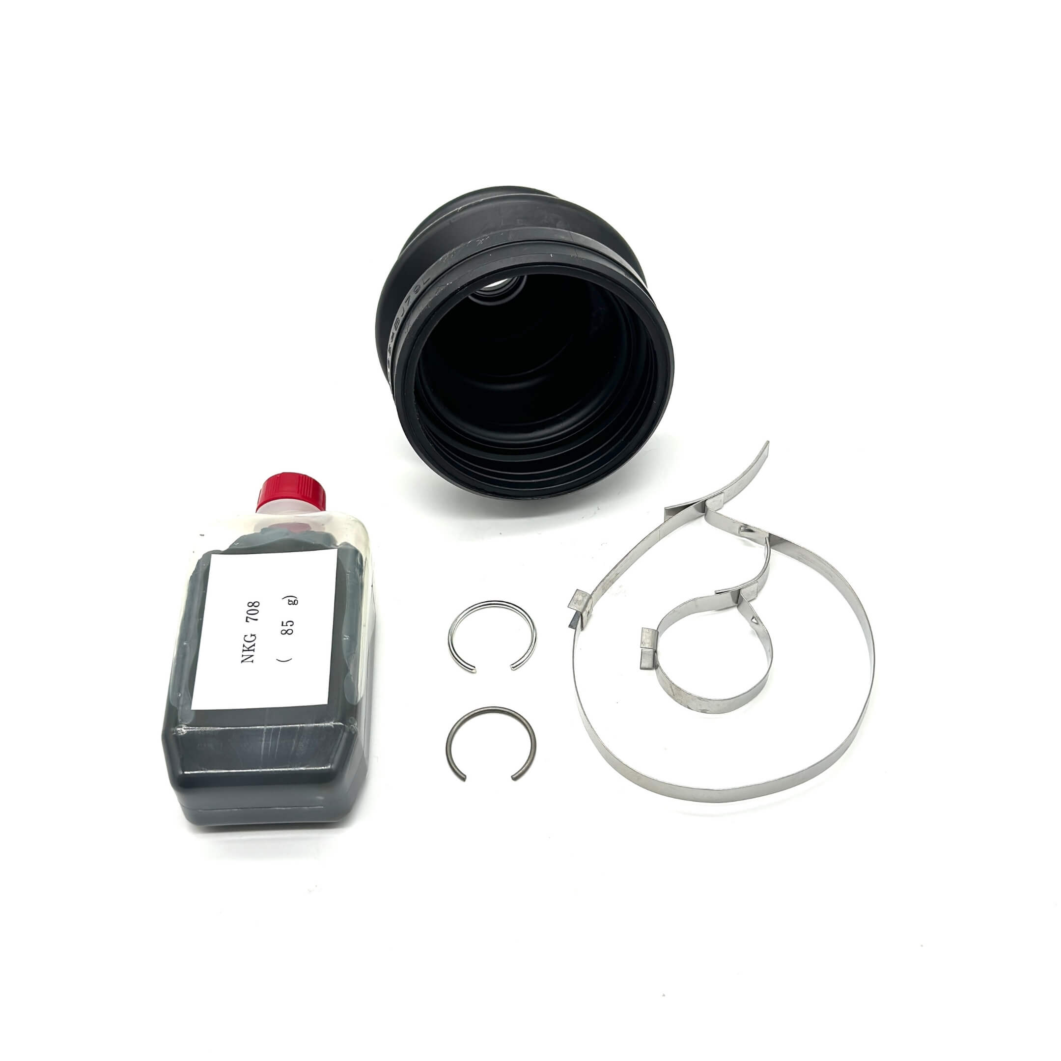 CV Boot Kit - Rear, Inner - Genuine Honda for Honda Vamos Van HM1, HM2 Models 1999-2018, featuring a black boot, metal clamps, and lubricant.