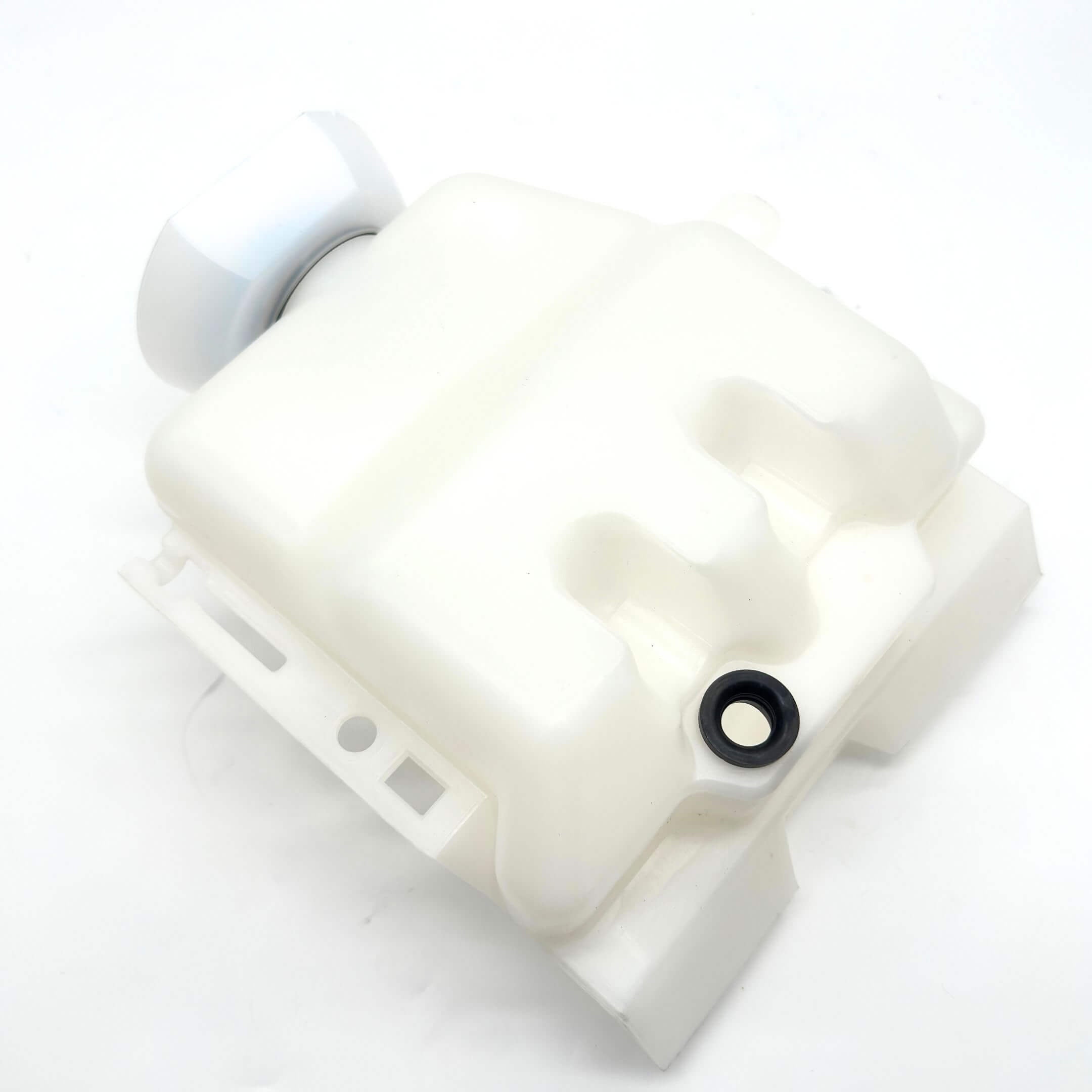 White windshield washer tank for Honda Vamos Van HM1, HM2 models, 1999-2018, featuring a durable plastic construction.