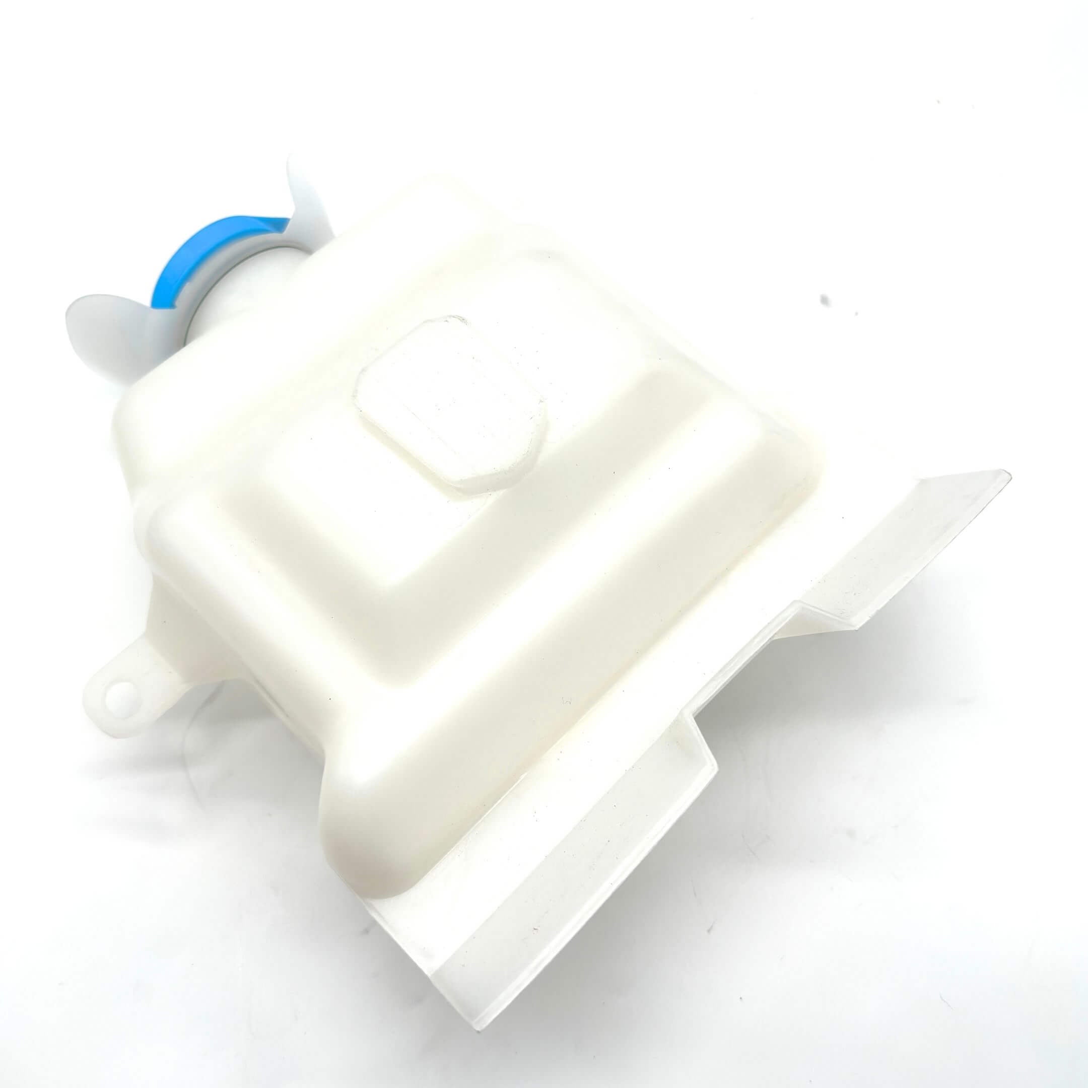 White windshield washer tank for Honda Vamos Van HM1, HM2 models, 1999-2018, featuring a blue cap.